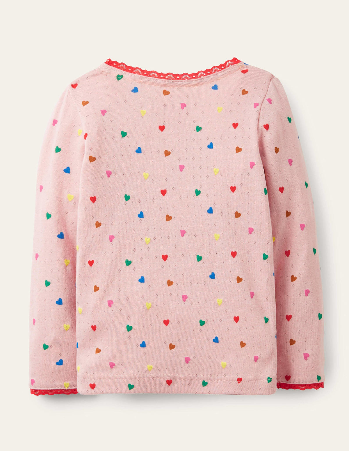 Supersoft Pointelle T-shirt-Pink Hearts-2