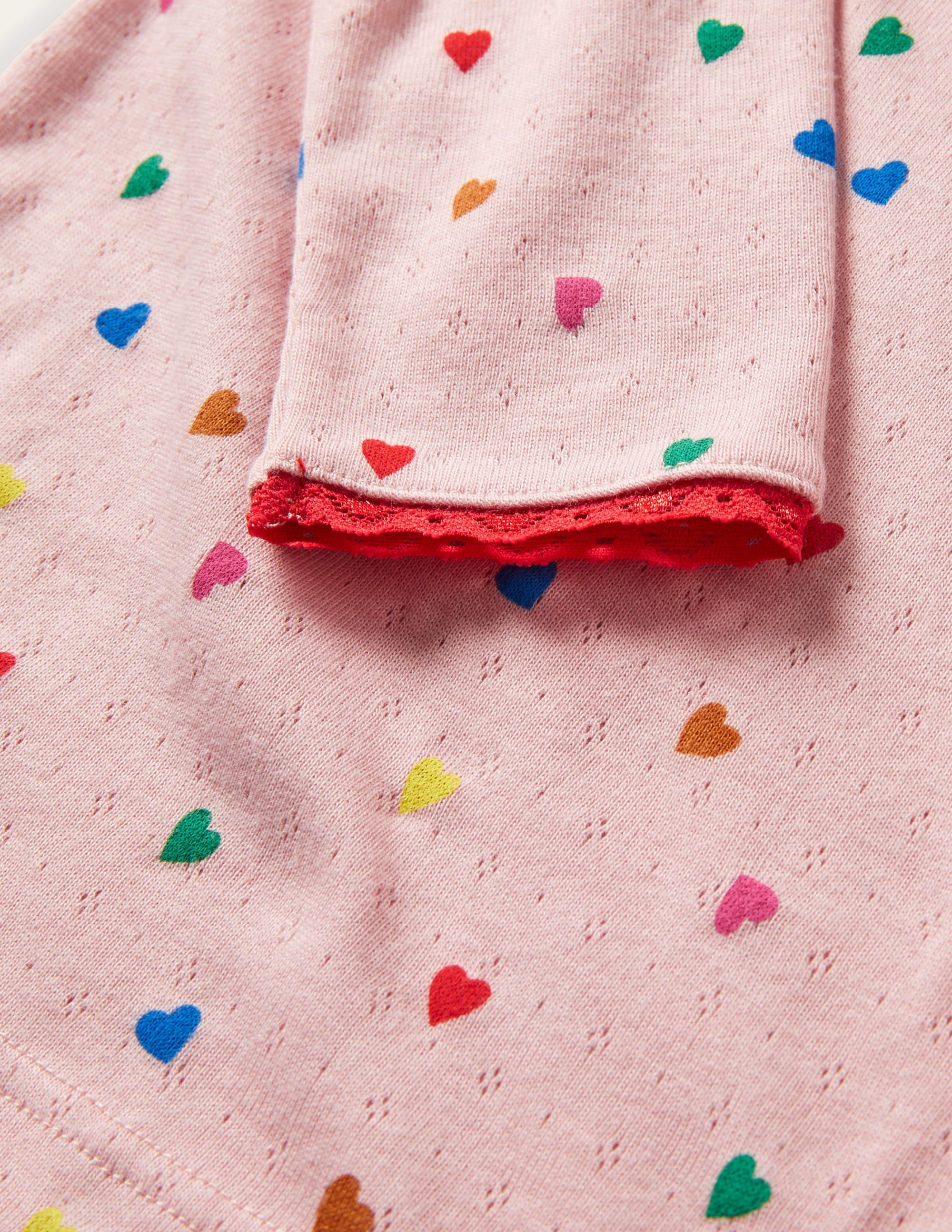 Supersoft Pointelle T-shirt-Pink Hearts - Image 3