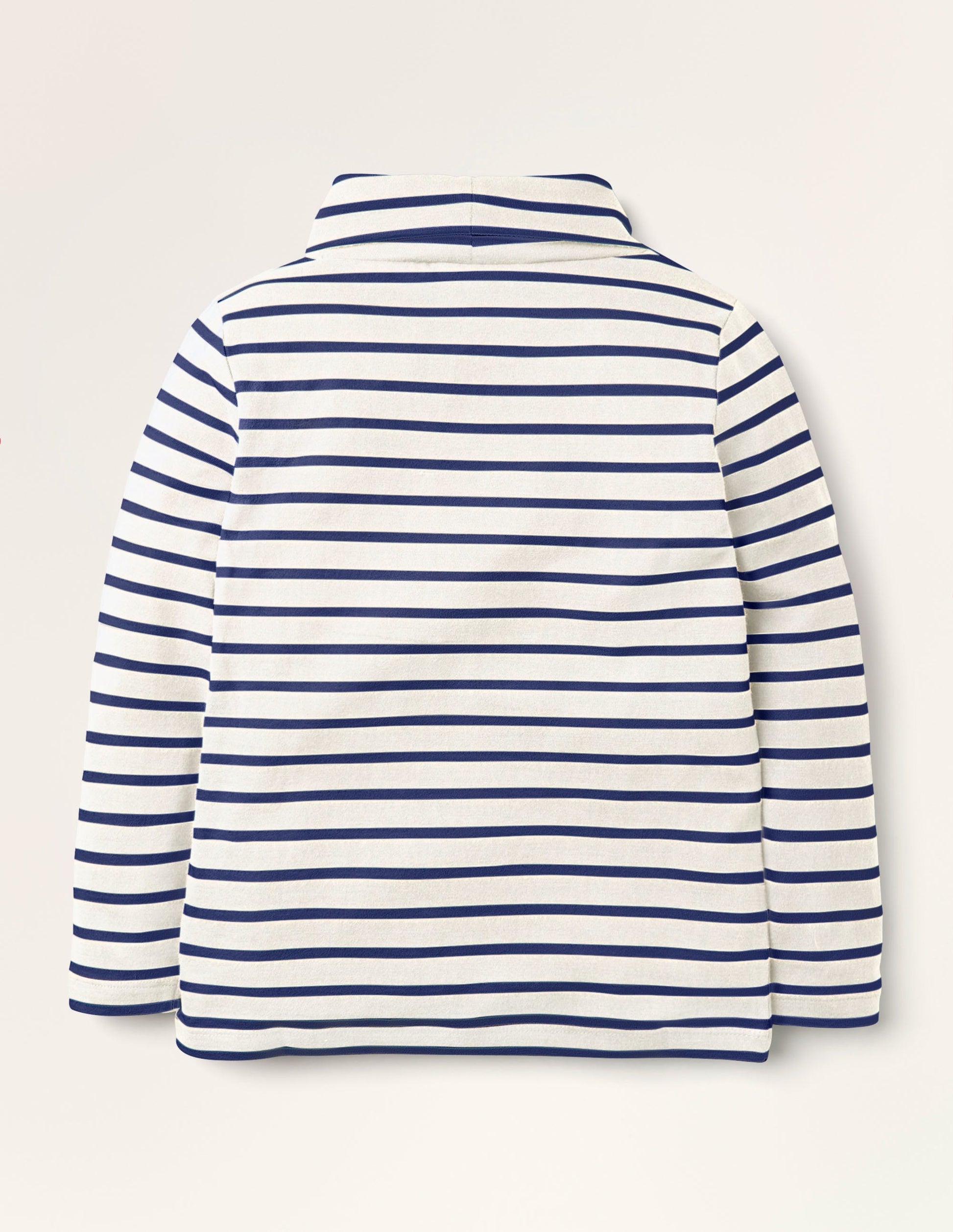 Roll Neck Supersoft T-shirt-Ivory/ Starboard Blue-2