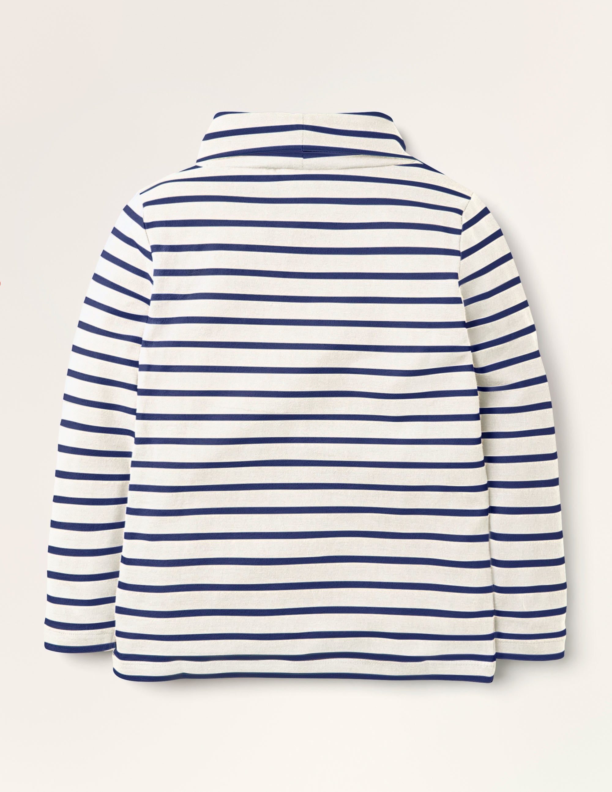 Roll Neck Supersoft T-shirt-Ivory/ Starboard Blue - Image 2