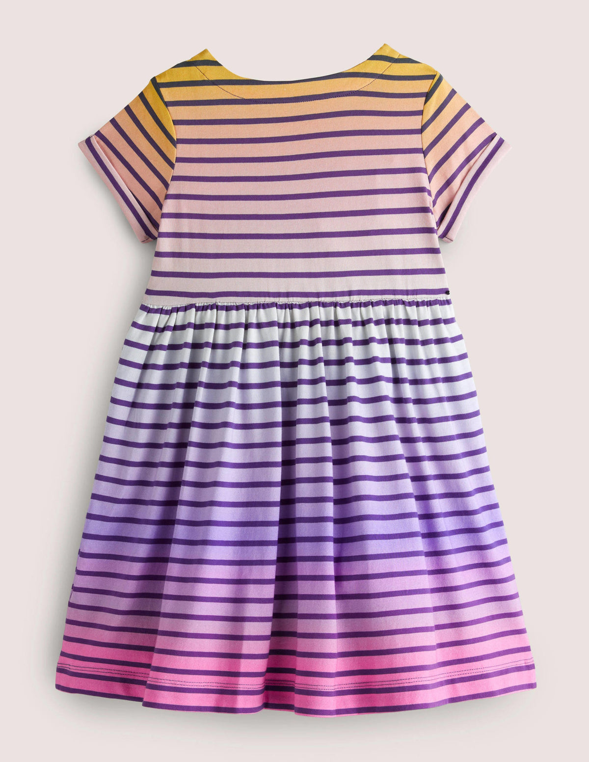 Short Sleeve Fun Jersey Dress-Rainbow Ombre - Image 2