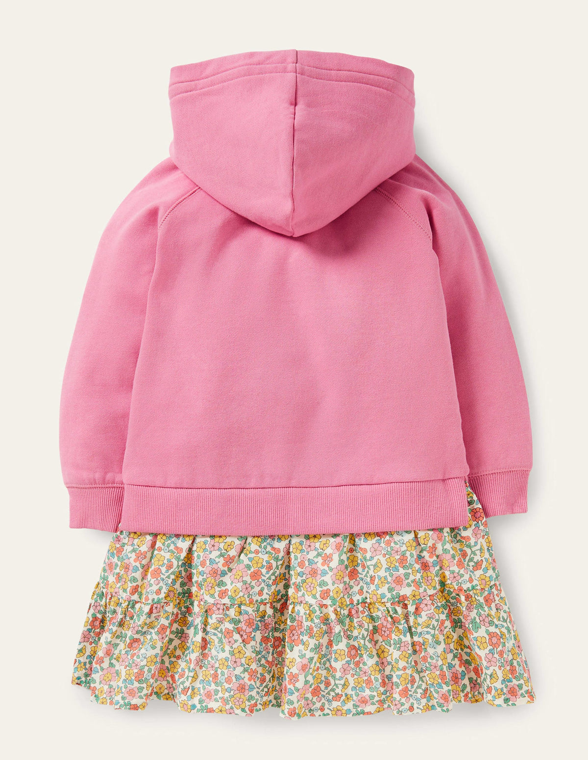 Cosy Hooded Sweat Dress-Pink Ditsy Floral - Image 2
