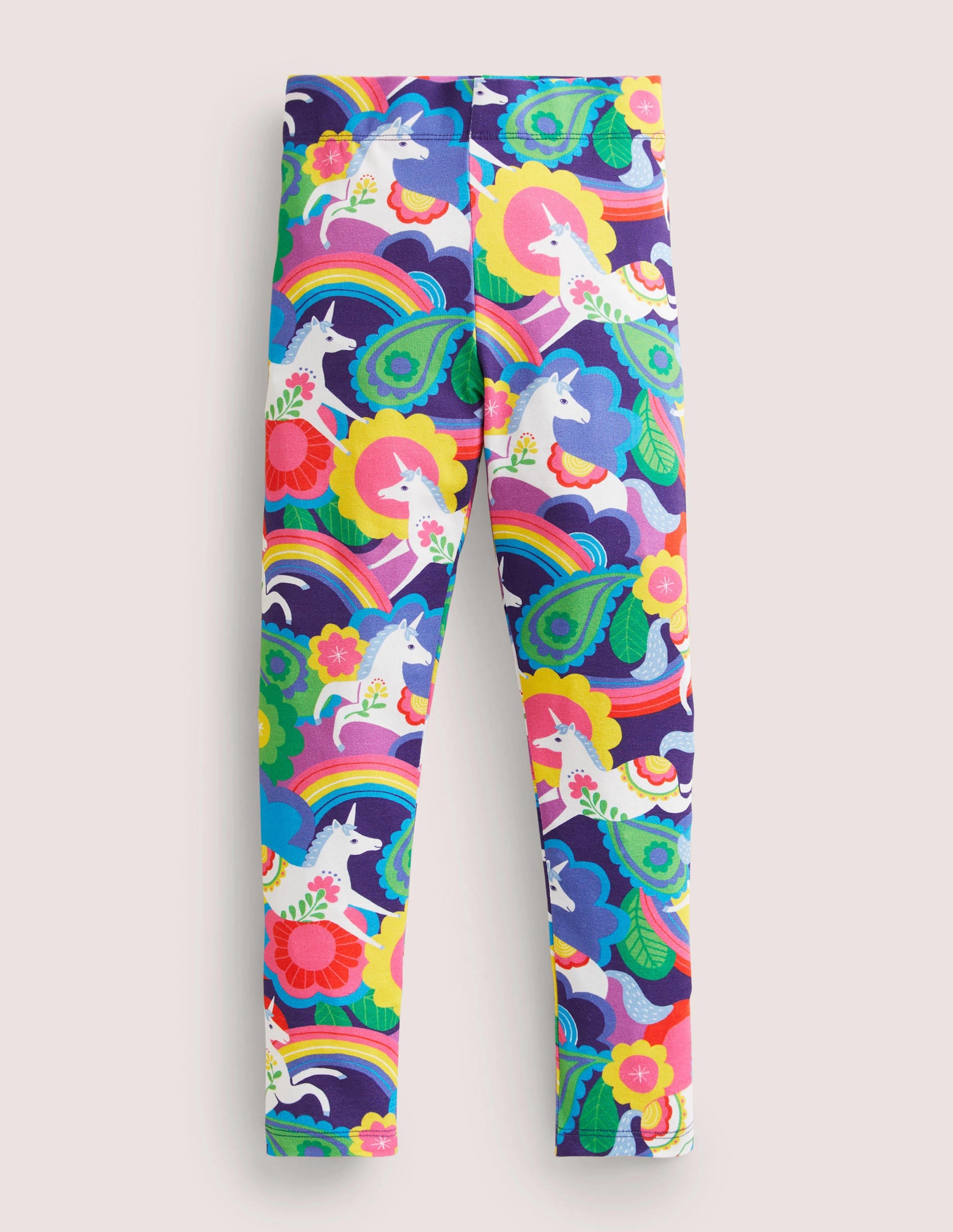 Fun Leggings-Multi Flowerpatch Unicorns - Image 1