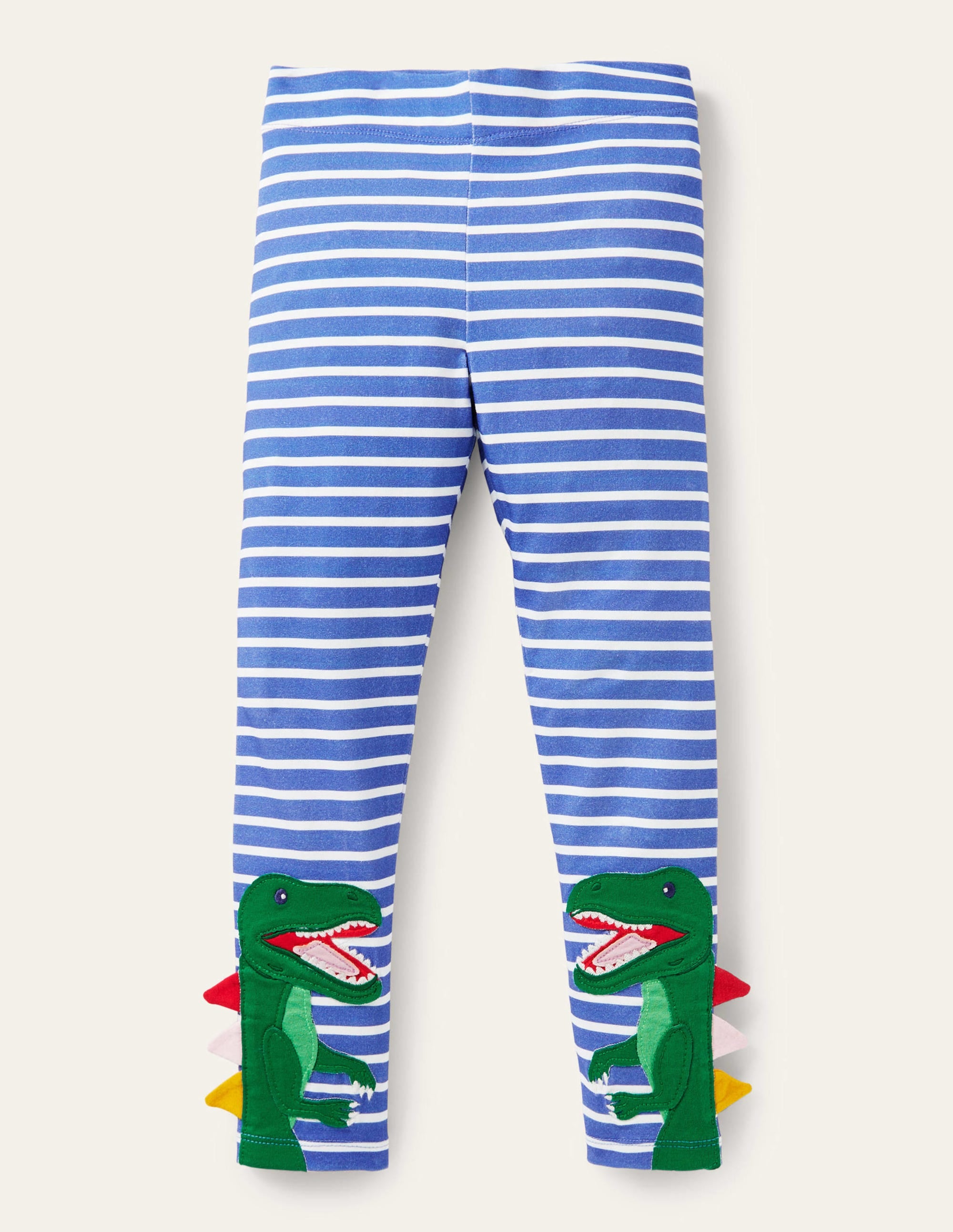 Fun Appliqué Leggings-Bright Marina/Ivory Dinosaur - Image 1
