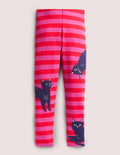 Pink Stripe Cat Print Halloween Leggings-Tickled Pink Cats