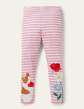 Pink Stripe Guinea Pig Print Leggings-Formica Pink/Ivory Guinea Pig
