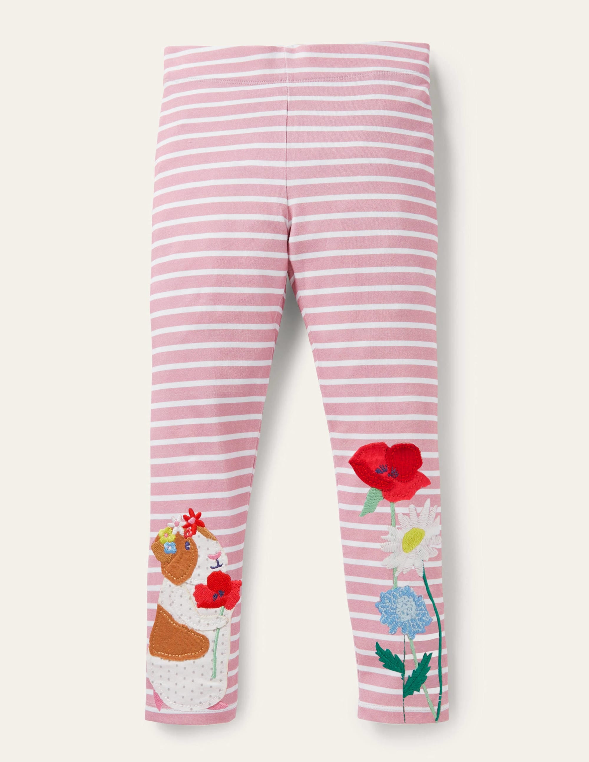 Pink Stripe Guinea Pig Print Leggings-Formica Pink/Ivory Guinea Pig - Image 1