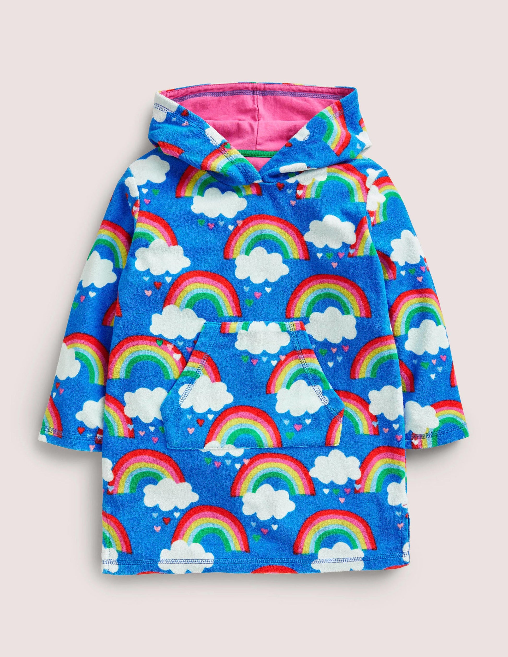 Towelling Throw-On-Moroccan Blue Rainbows-1