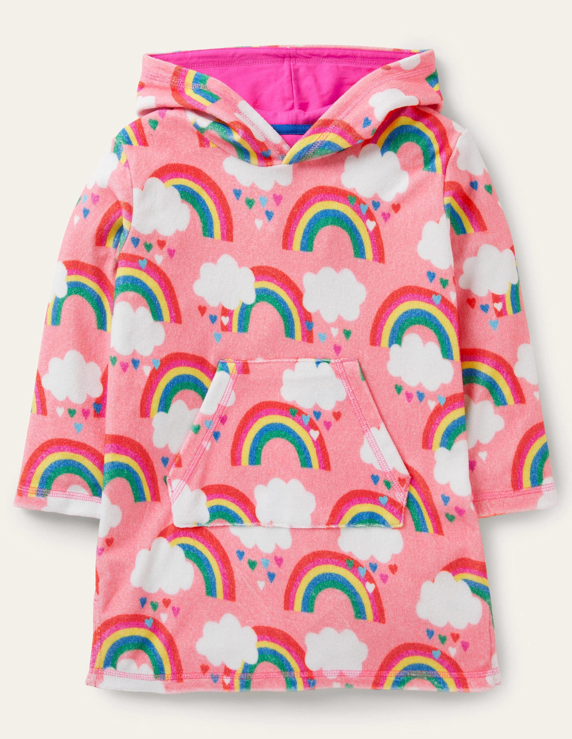 Towelling Throw-On-Pink Lemonade Rainbows-1