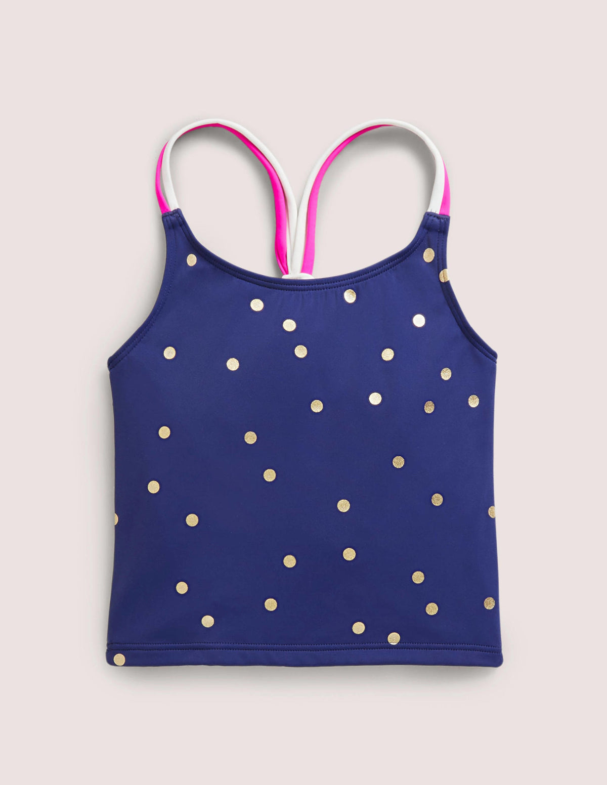 Patterned Tankini Top-Harmony Blue Gold Spot-1