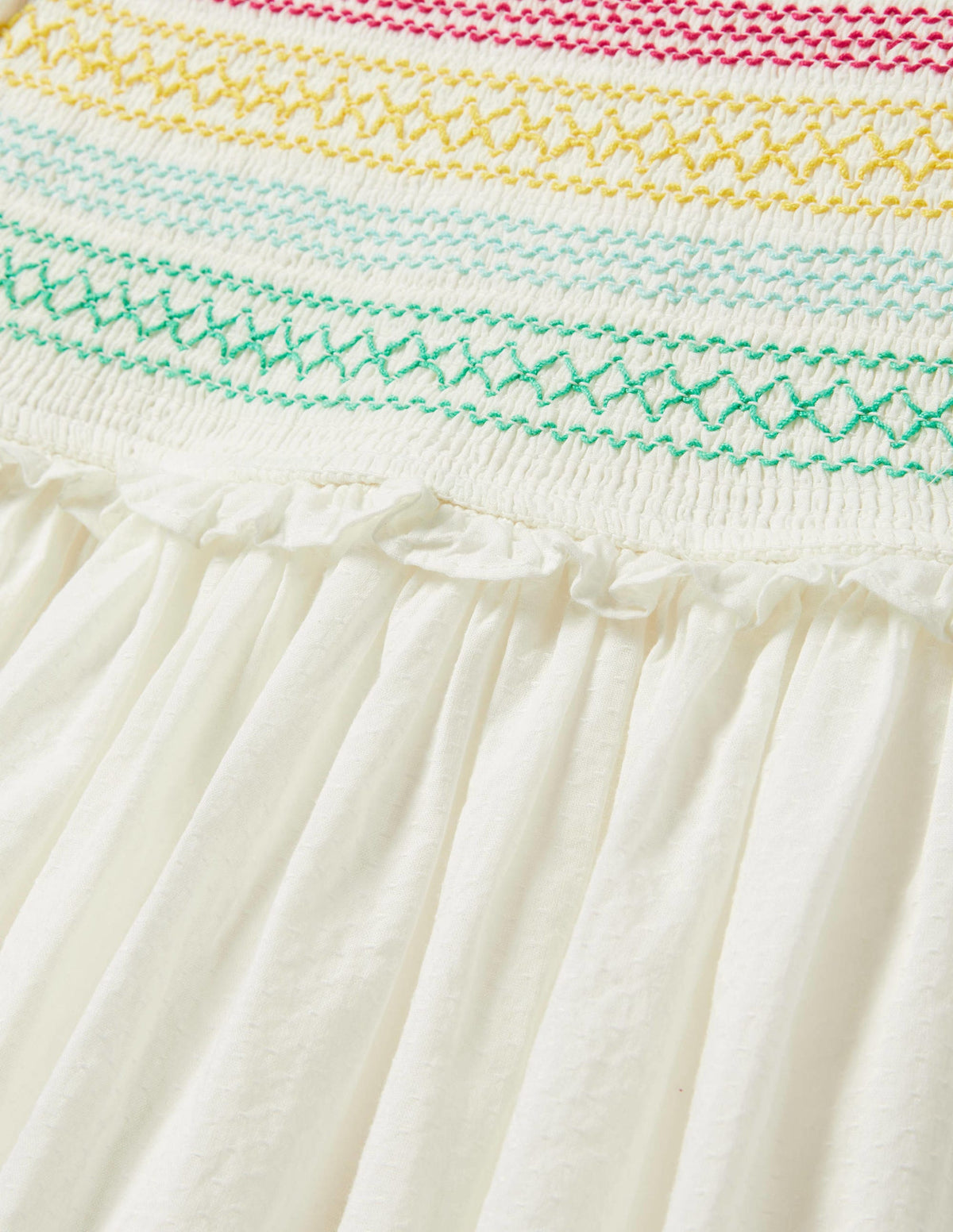 Floral Smocked Dress-Ivory Embroidered - Image 3