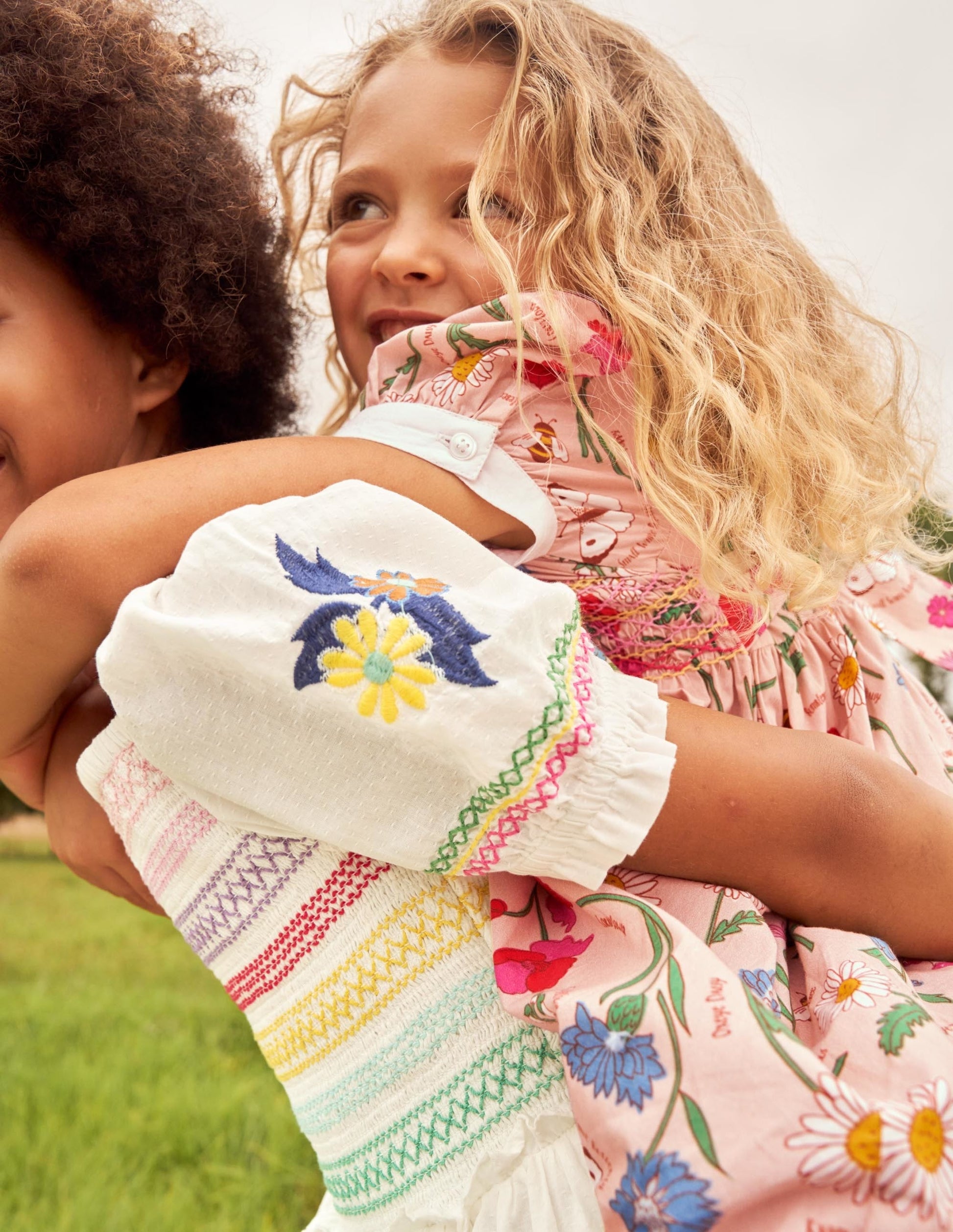 Floral Smocked Dress-Ivory Embroidered-5
