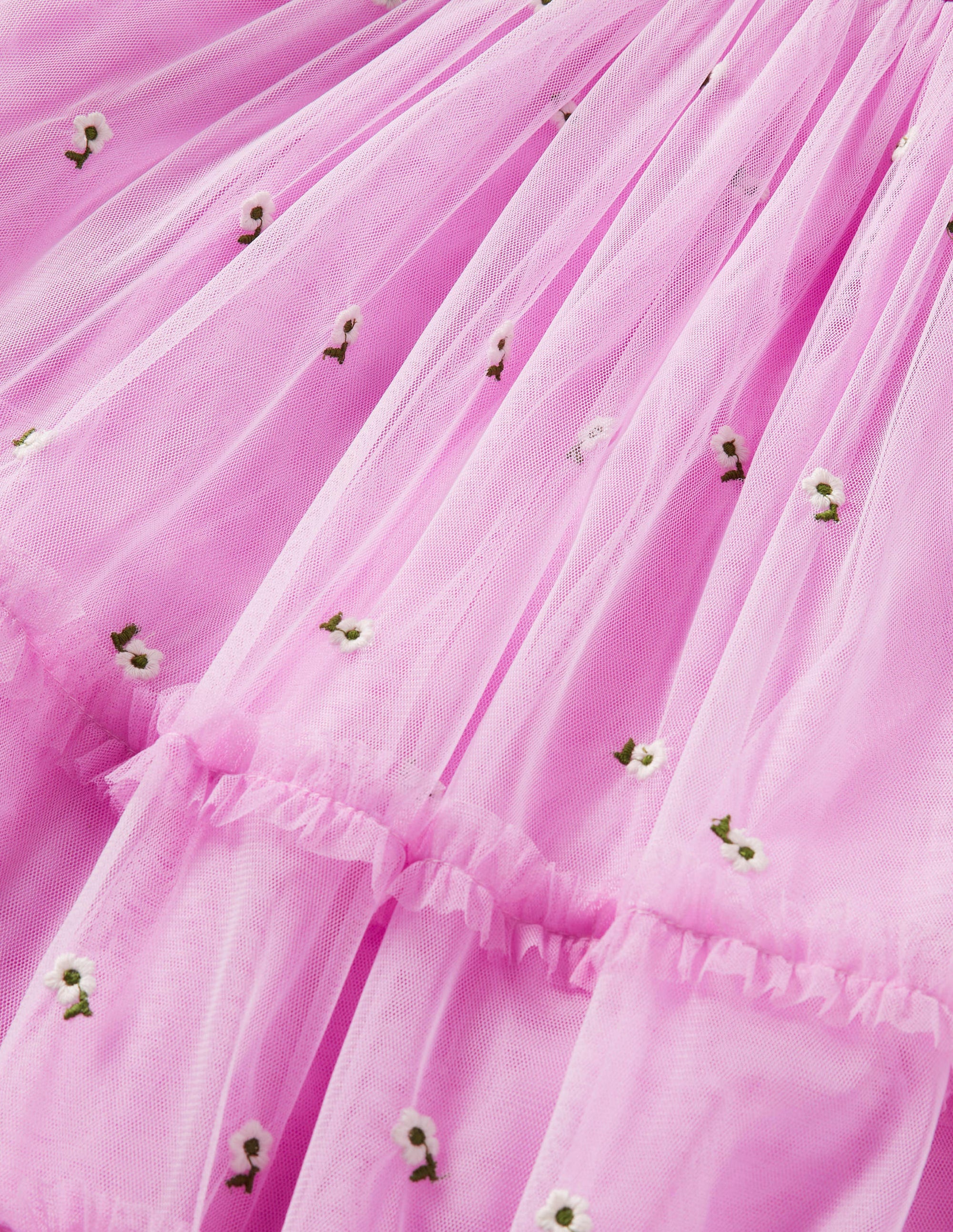 Lilac Floral Tiered Tulle Dress-Orchid Petal Purple - Image 3