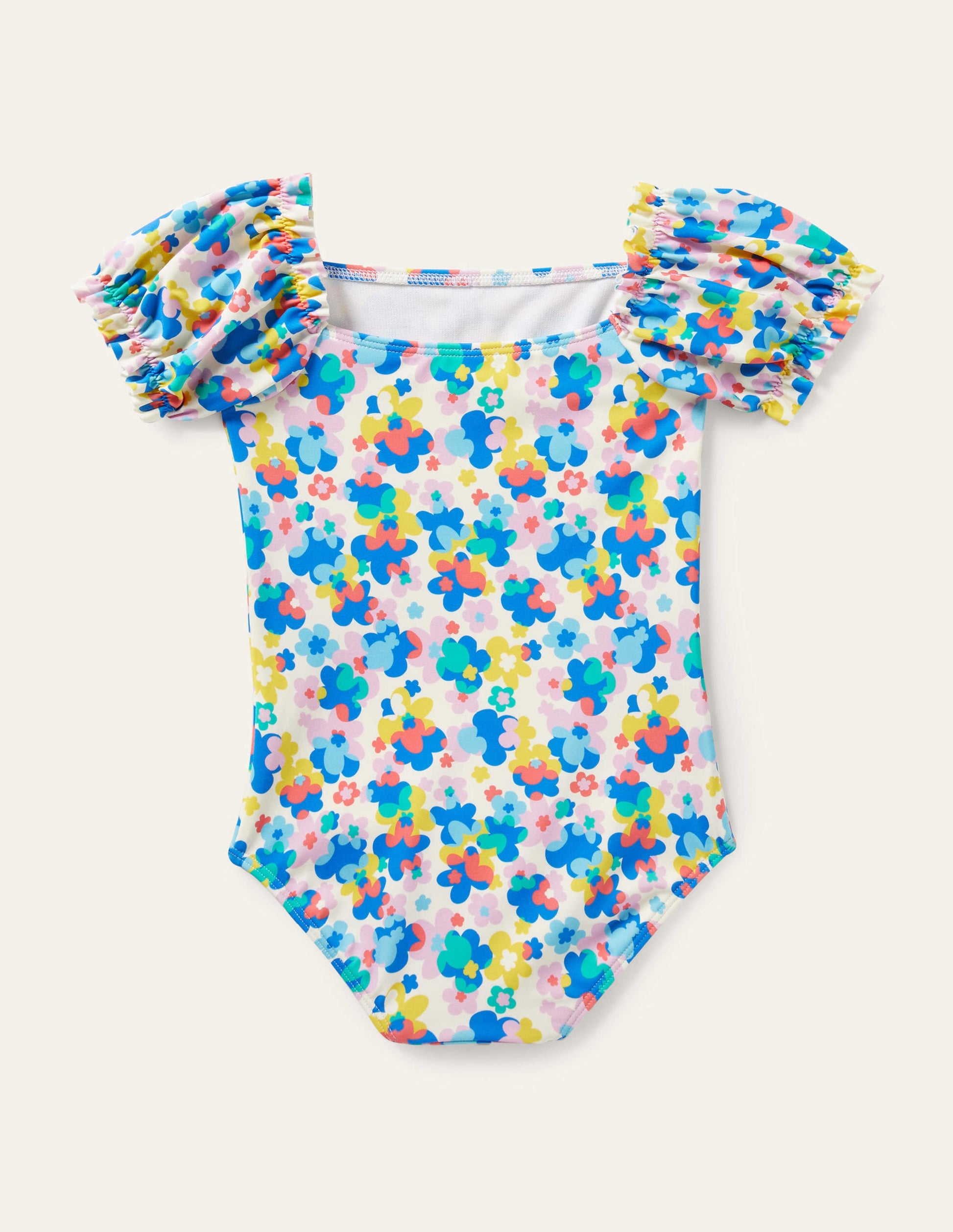 Puff Sleeve Printed Swimsuit-Multi Happy Ditsy Floral-2
