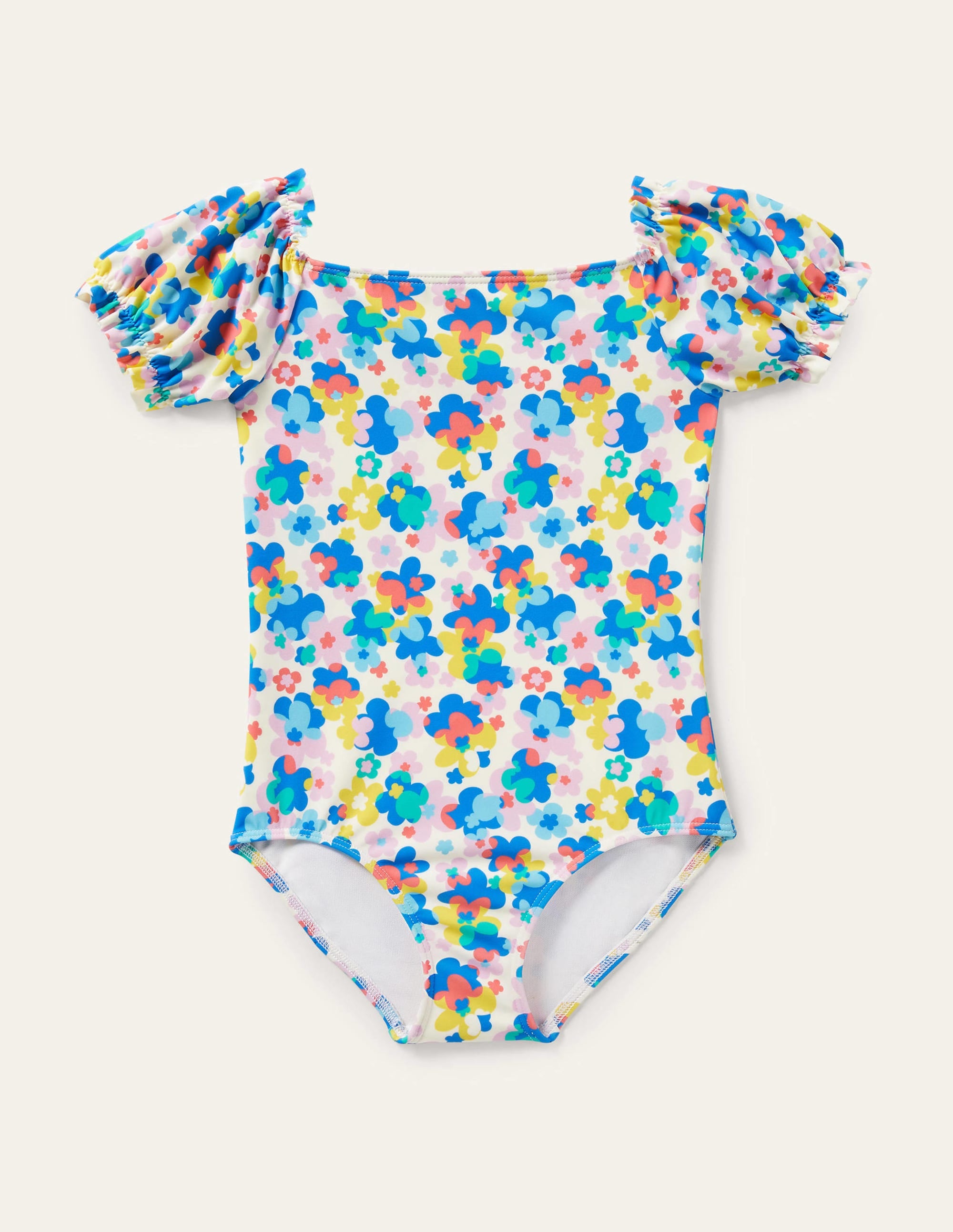Puff Sleeve Printed Swimsuit-Multi Happy Ditsy Floral - Image 1