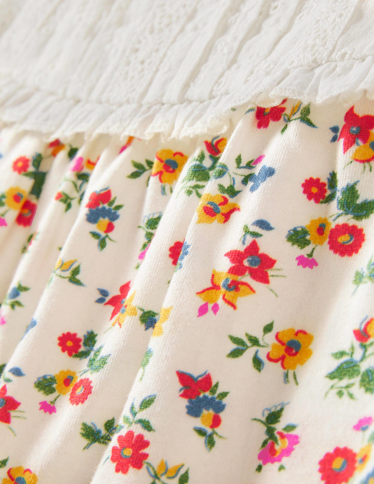 Broderie Yoke Top-Multi Patchwork Floral - Image 3