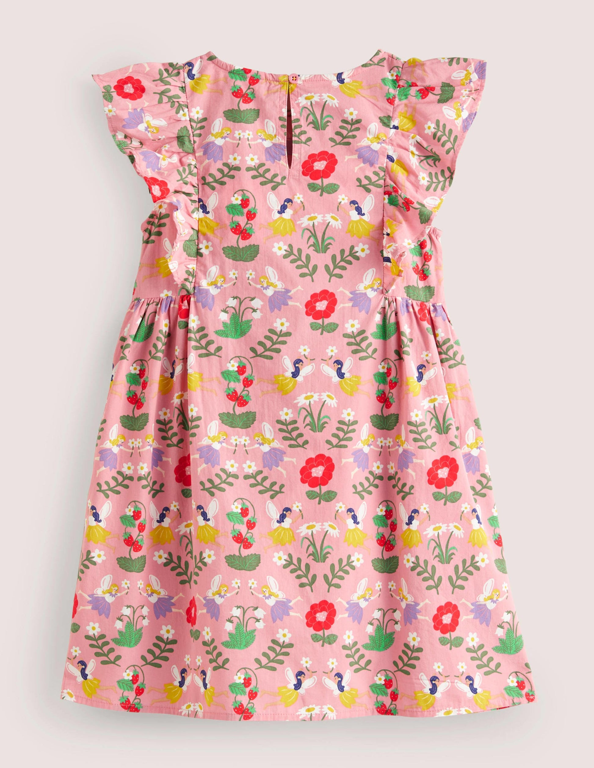 Frill Sleeve Printed Dress-Pink Fairies-2