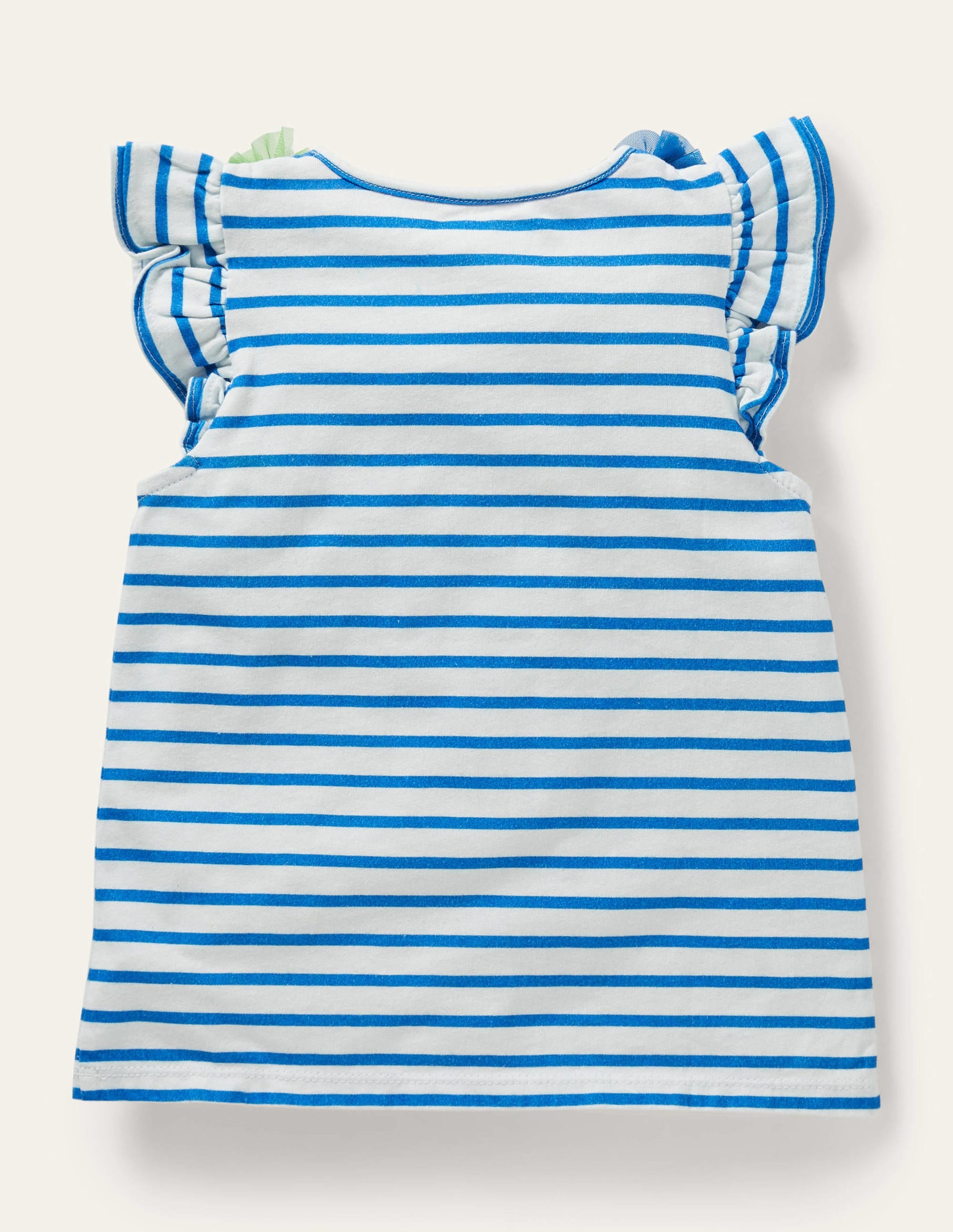 Ruffle Interest logo T-shirt-Ivory / Bright Marina Floral - Image 2