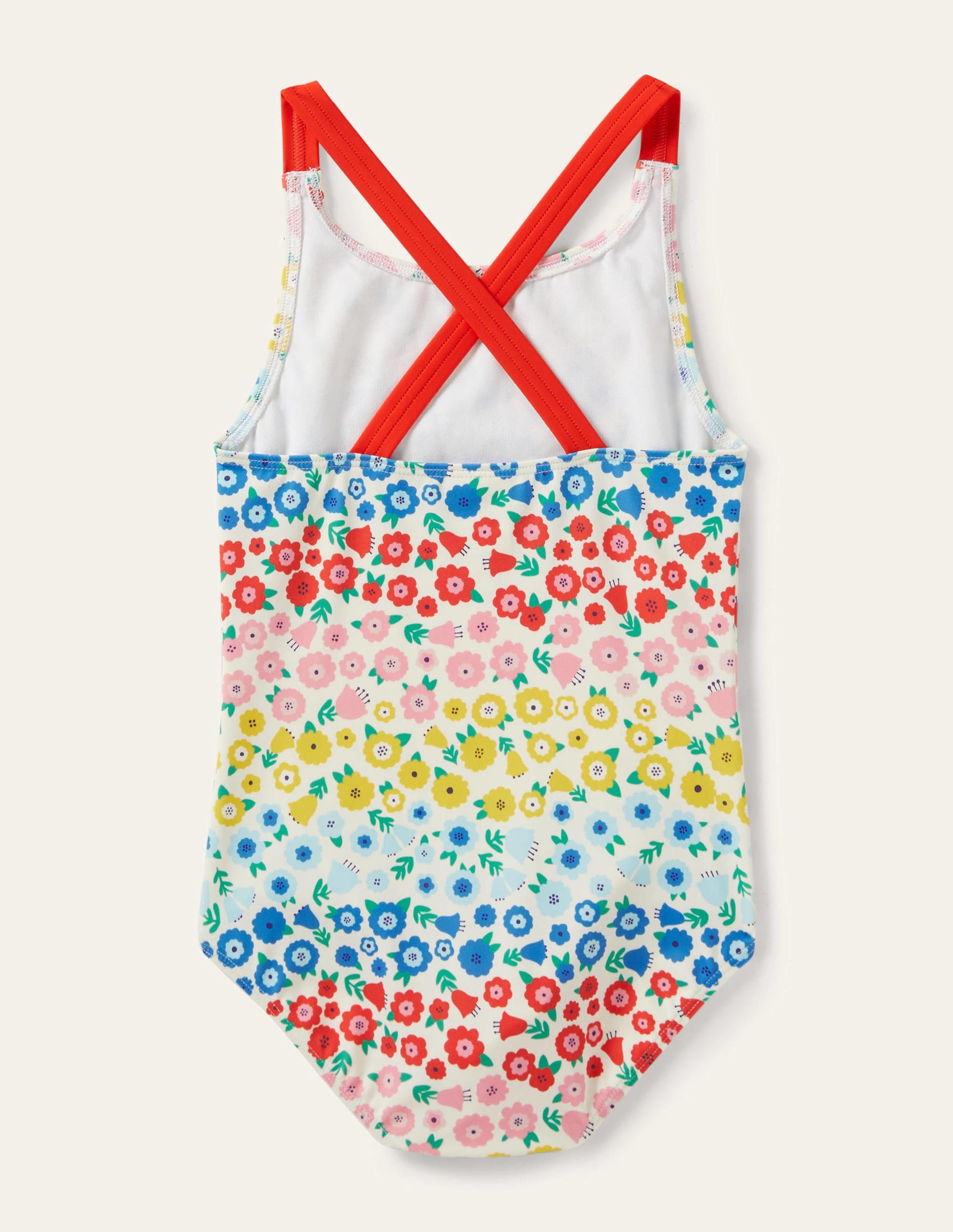 Cross-back Printed Swimsuit-Multi Floral Stripe - Image 2