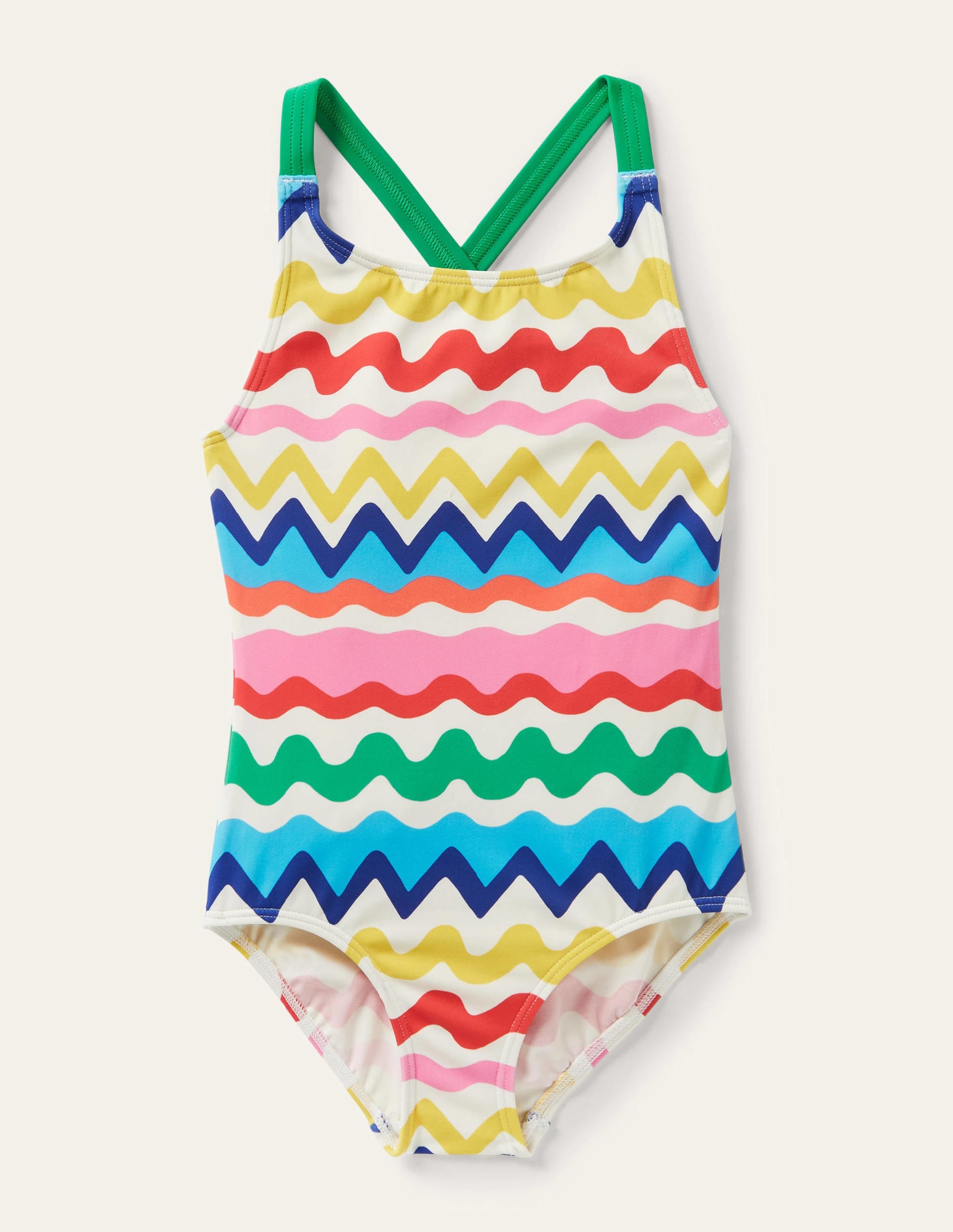 Cross-back Printed Swimsuit-Multi Ric Rac Stripe - Image 1
