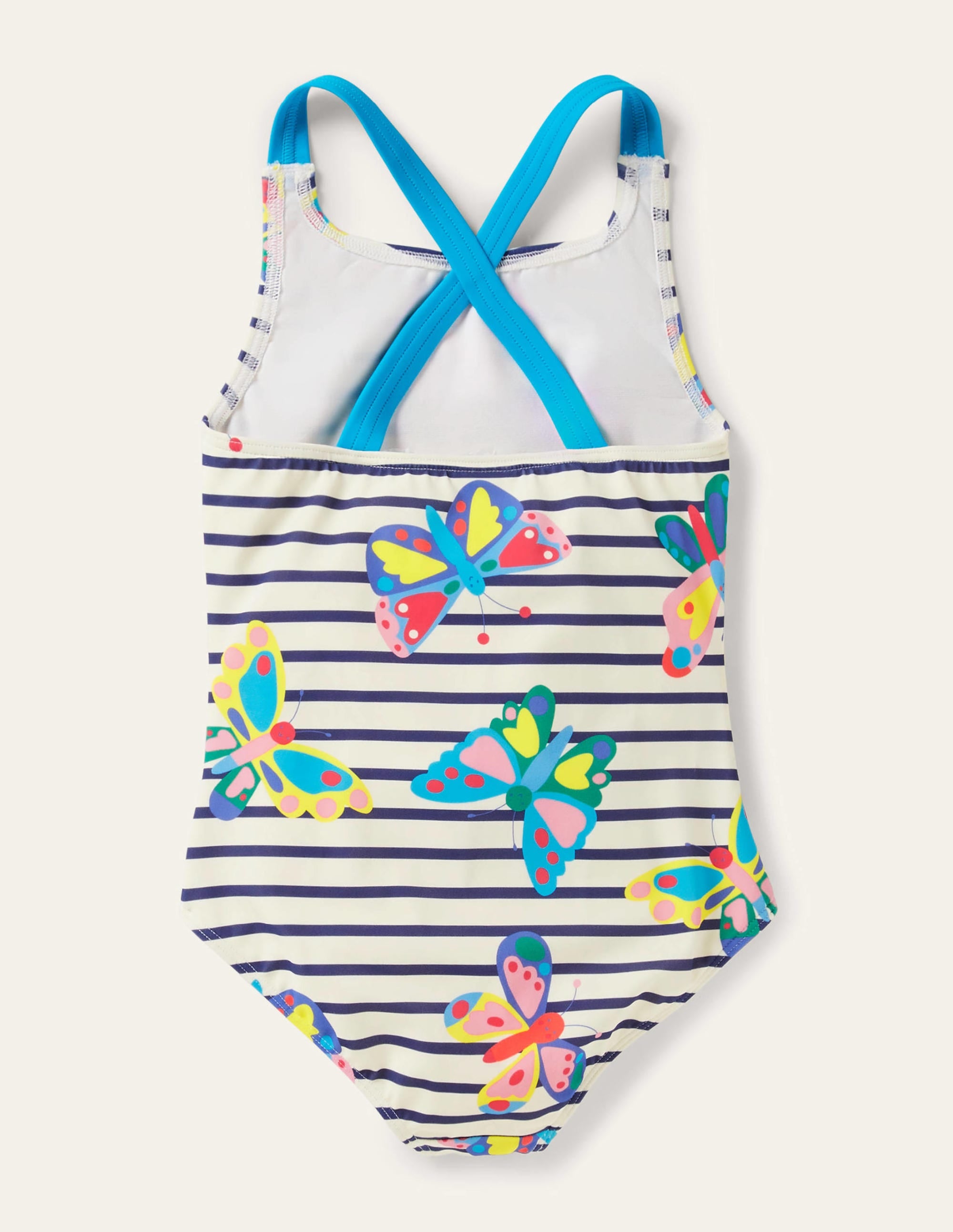 Cross-back Printed Swimsuit-Multi Butterfly Breton - Image 2
