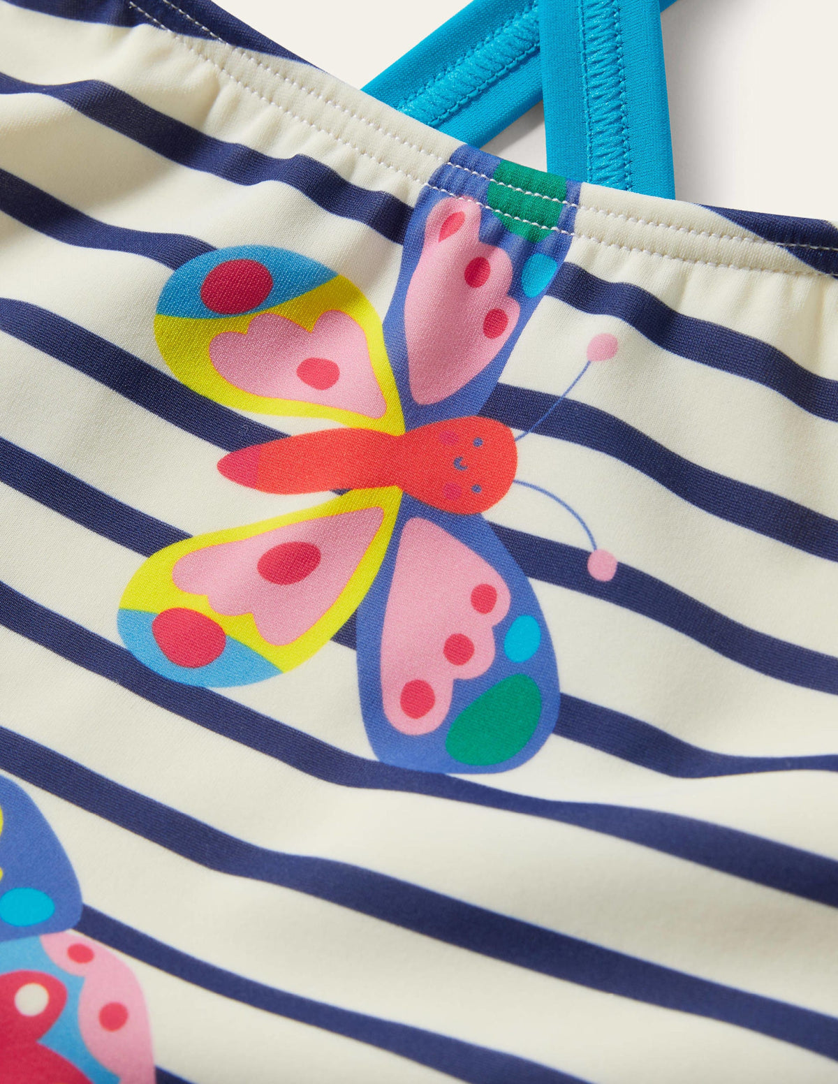 Cross-back Printed Swimsuit-Multi Butterfly Breton - Image 3