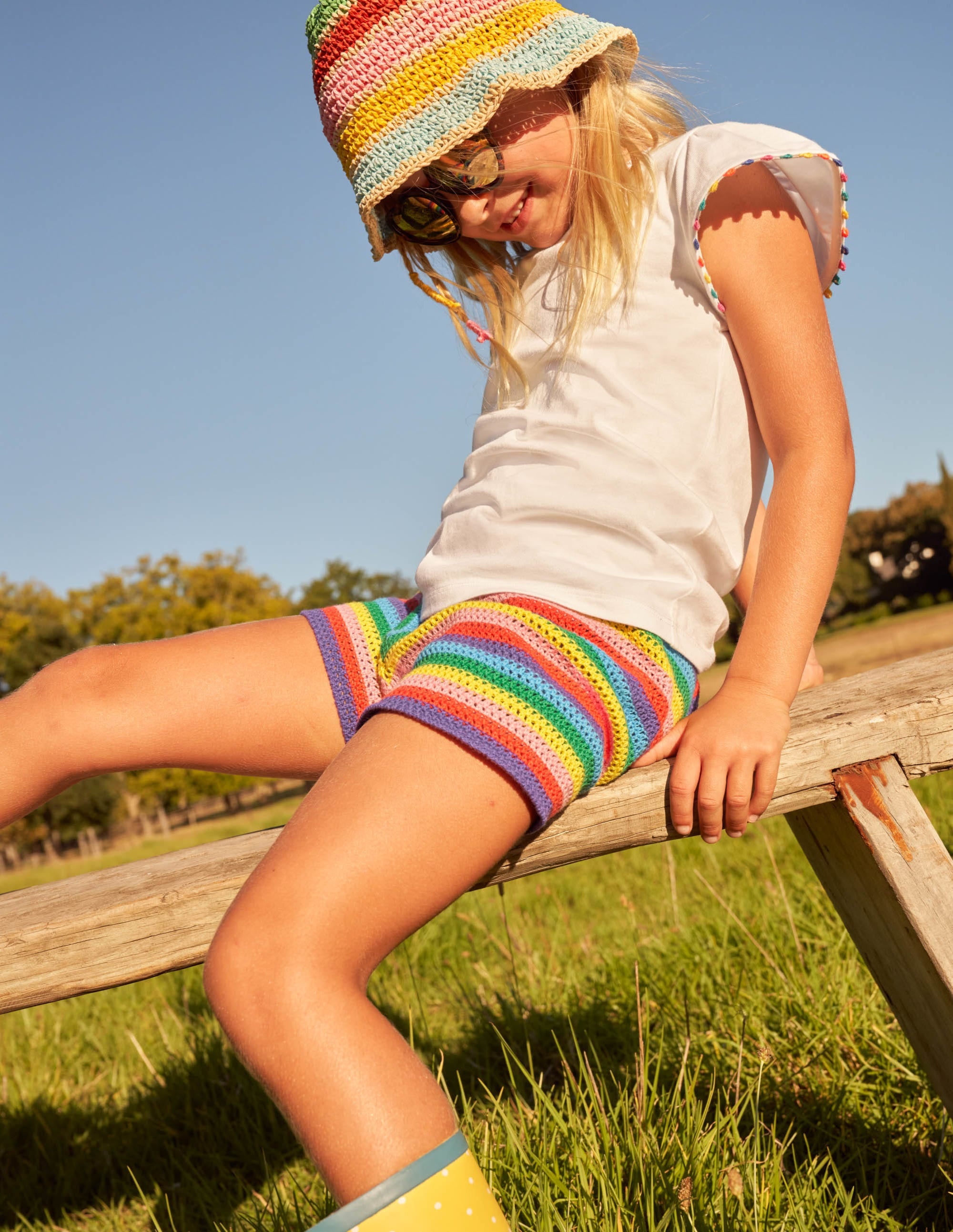 Rainbow Knitted Shorts-Multi Rainbow - Image 4