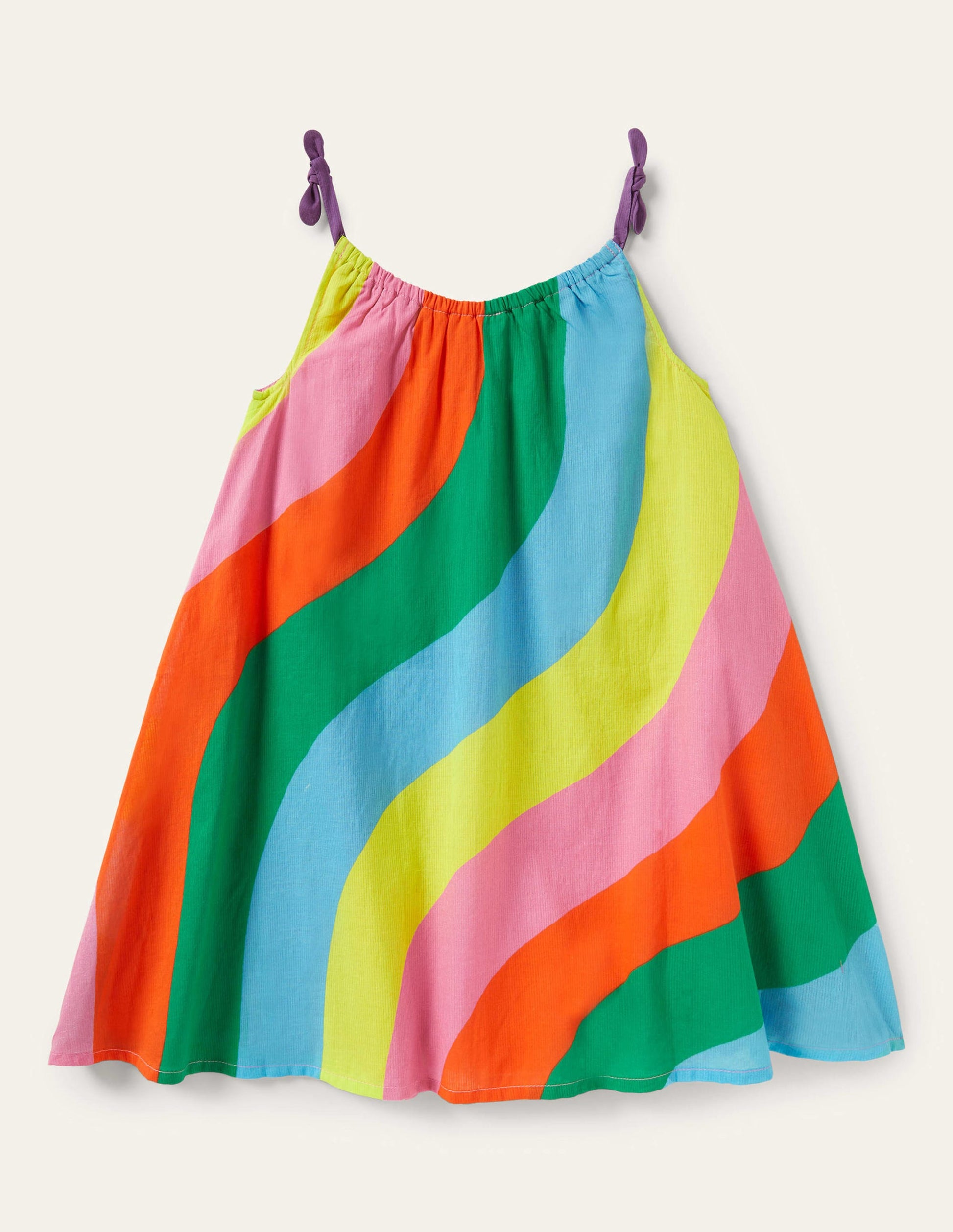 Strappy Woven Dress-Multi Rainbow Wave-2
