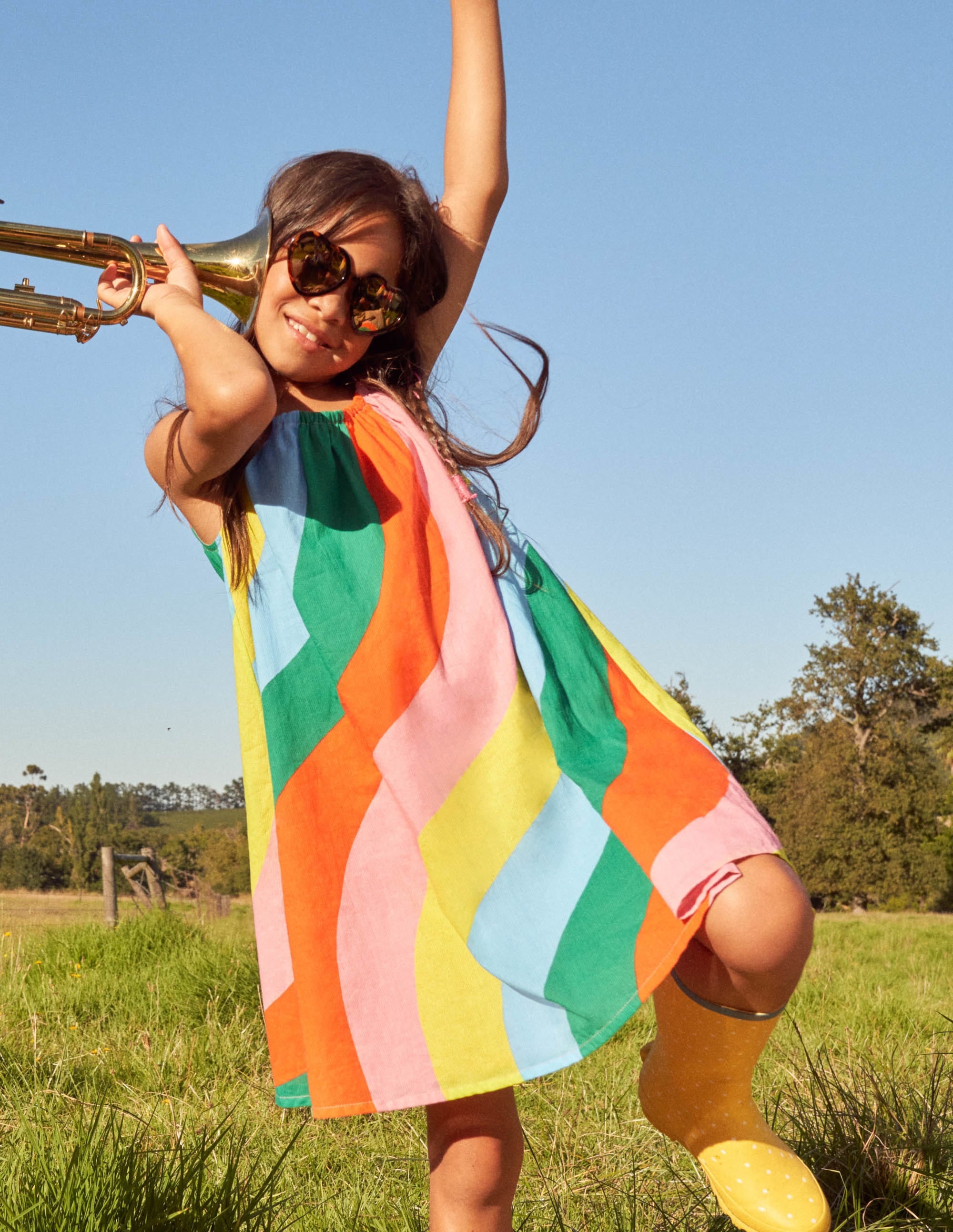 Strappy Woven Dress-Multi Rainbow Wave - Image 5