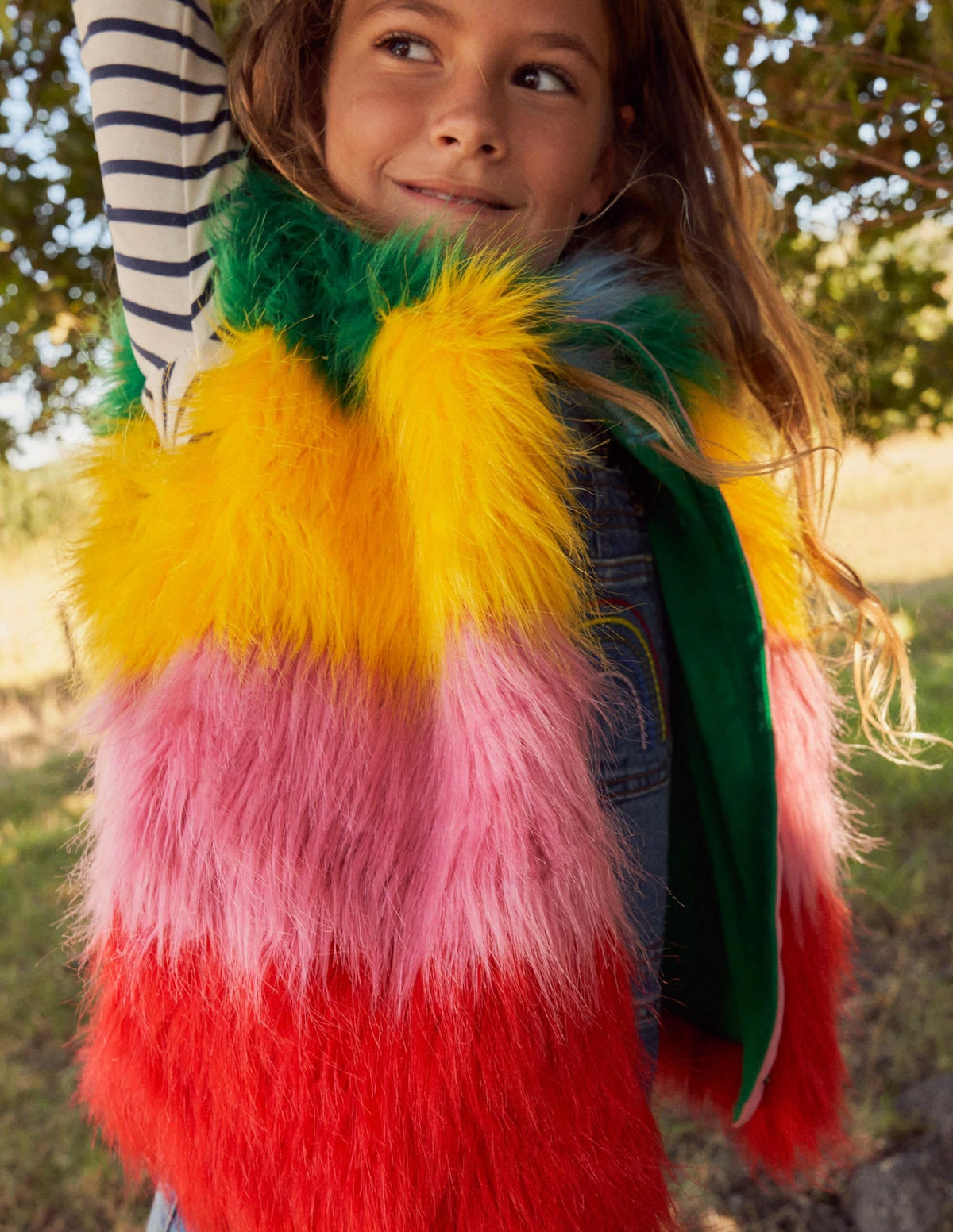 Faux Fur Gilet-Multi Rainbow - Image 4