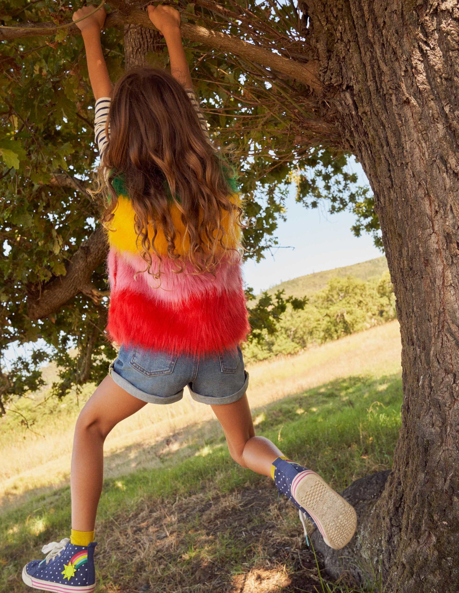 Faux Fur Gilet-Multi Rainbow-5