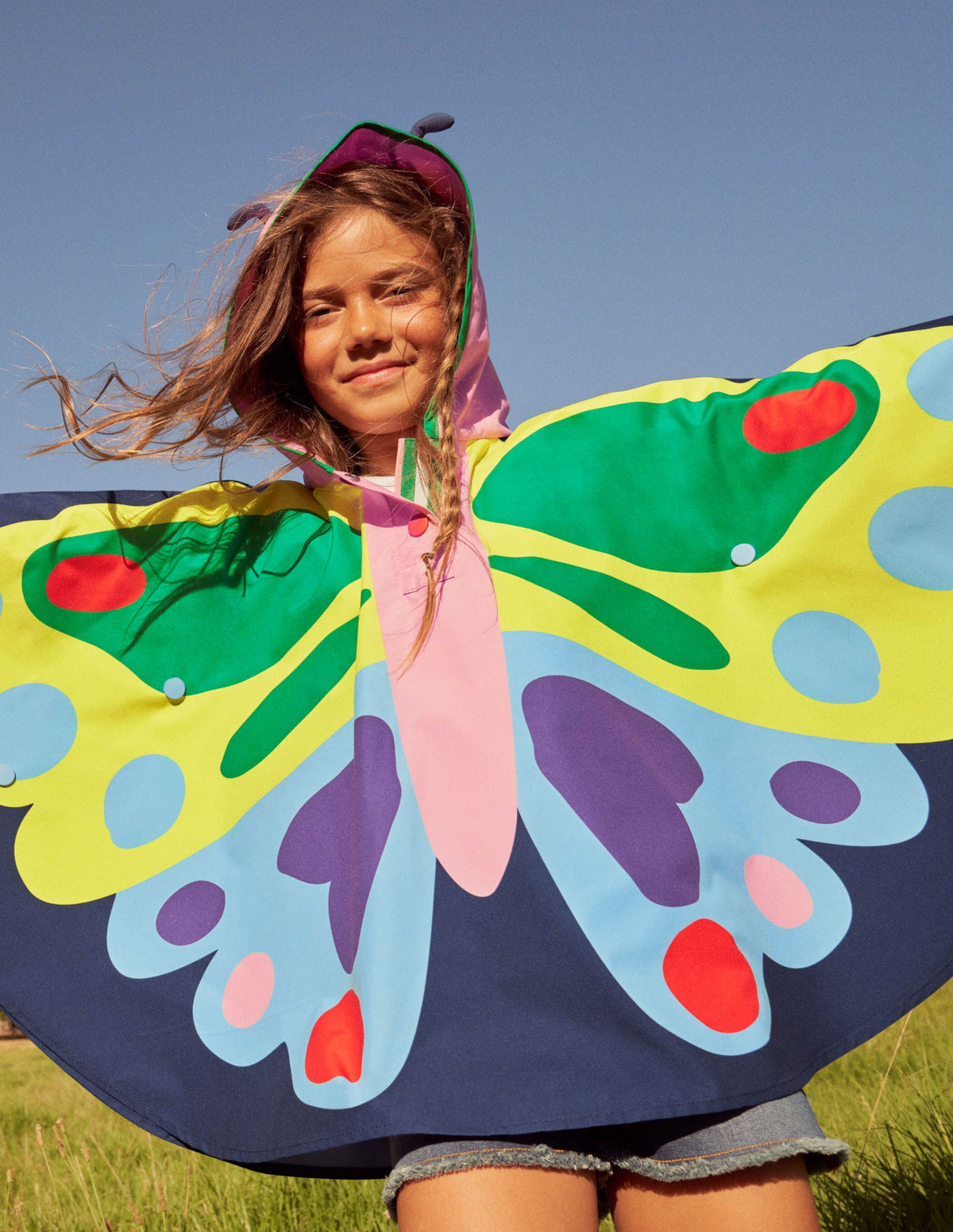 Butterfly Poncho-College Navy - Image 4