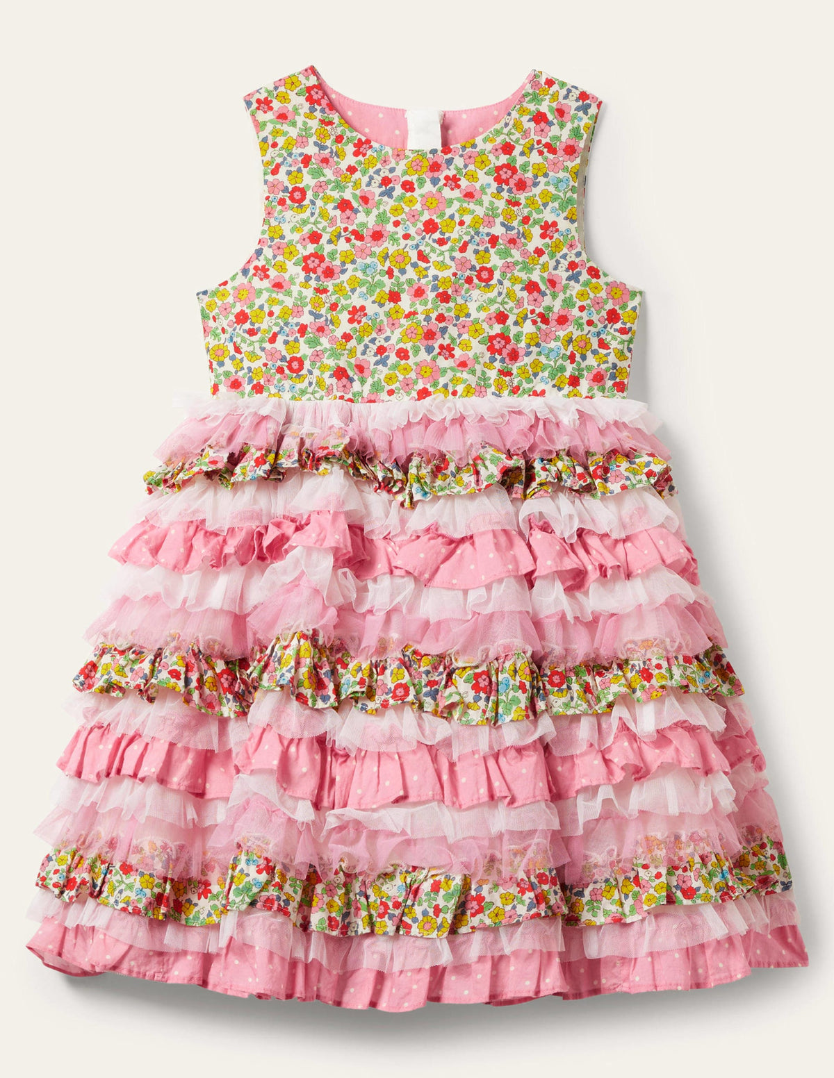 Tulle Ruffle Dress-Formica / Ivory Ditsy Floral - Image 1