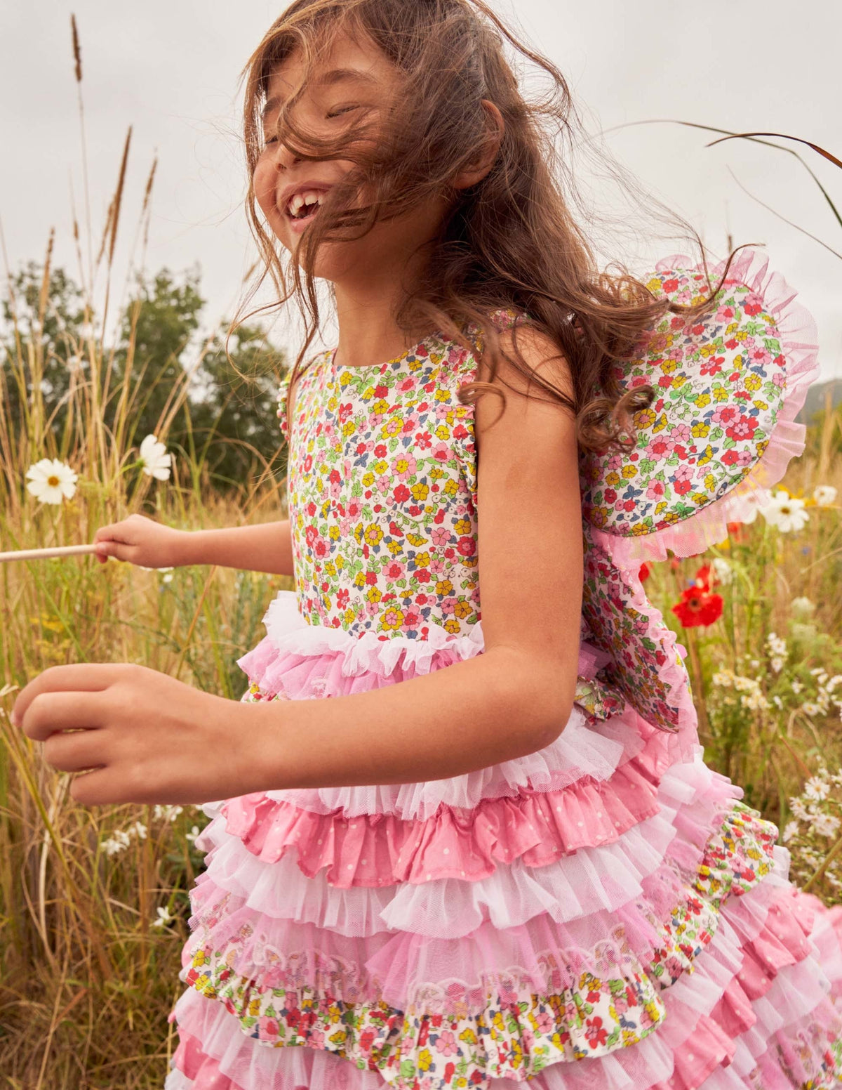 Tulle Ruffle Dress-Formica / Ivory Ditsy Floral - Image 5
