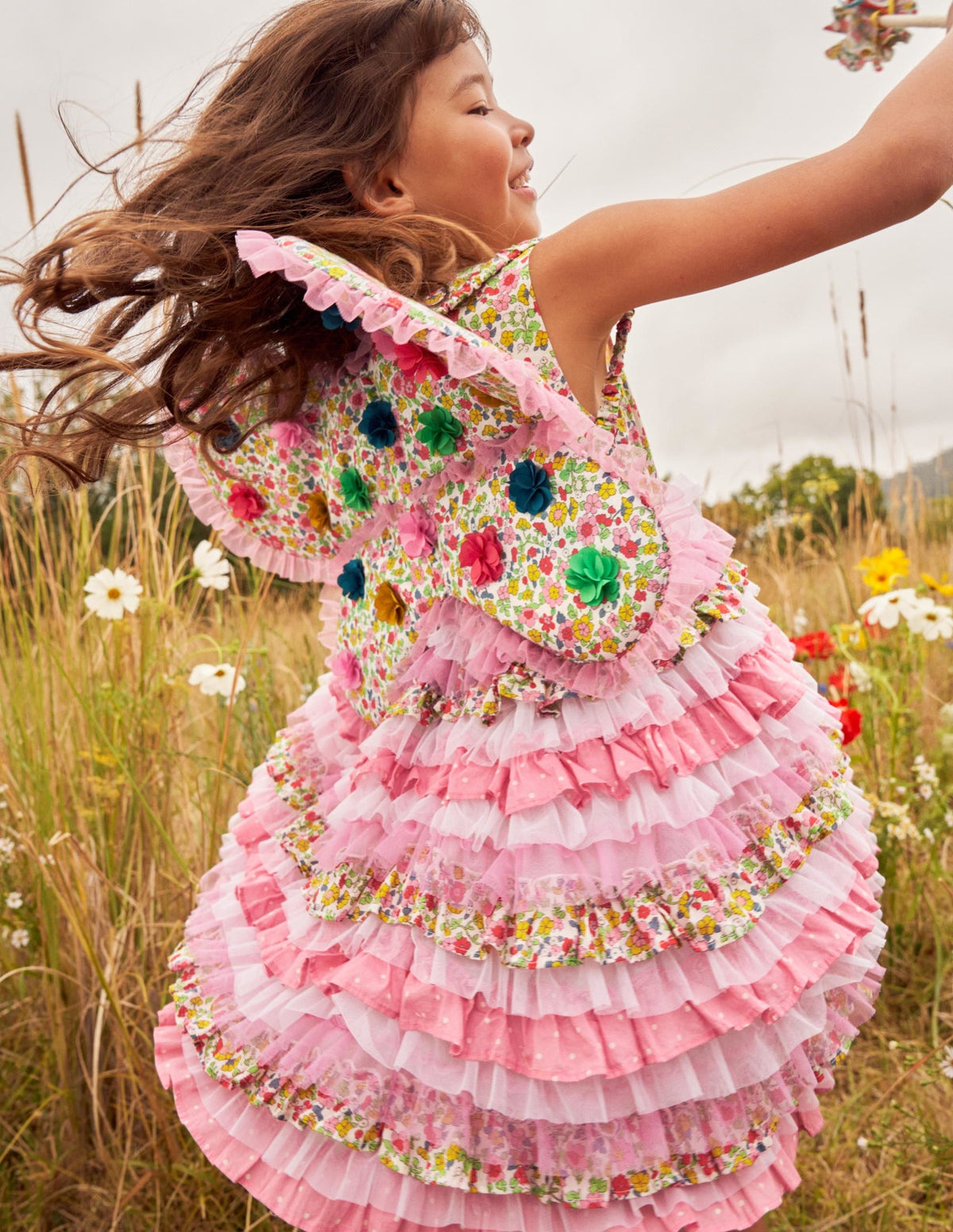 Tulle Ruffle Dress-Formica / Ivory Ditsy Floral-6