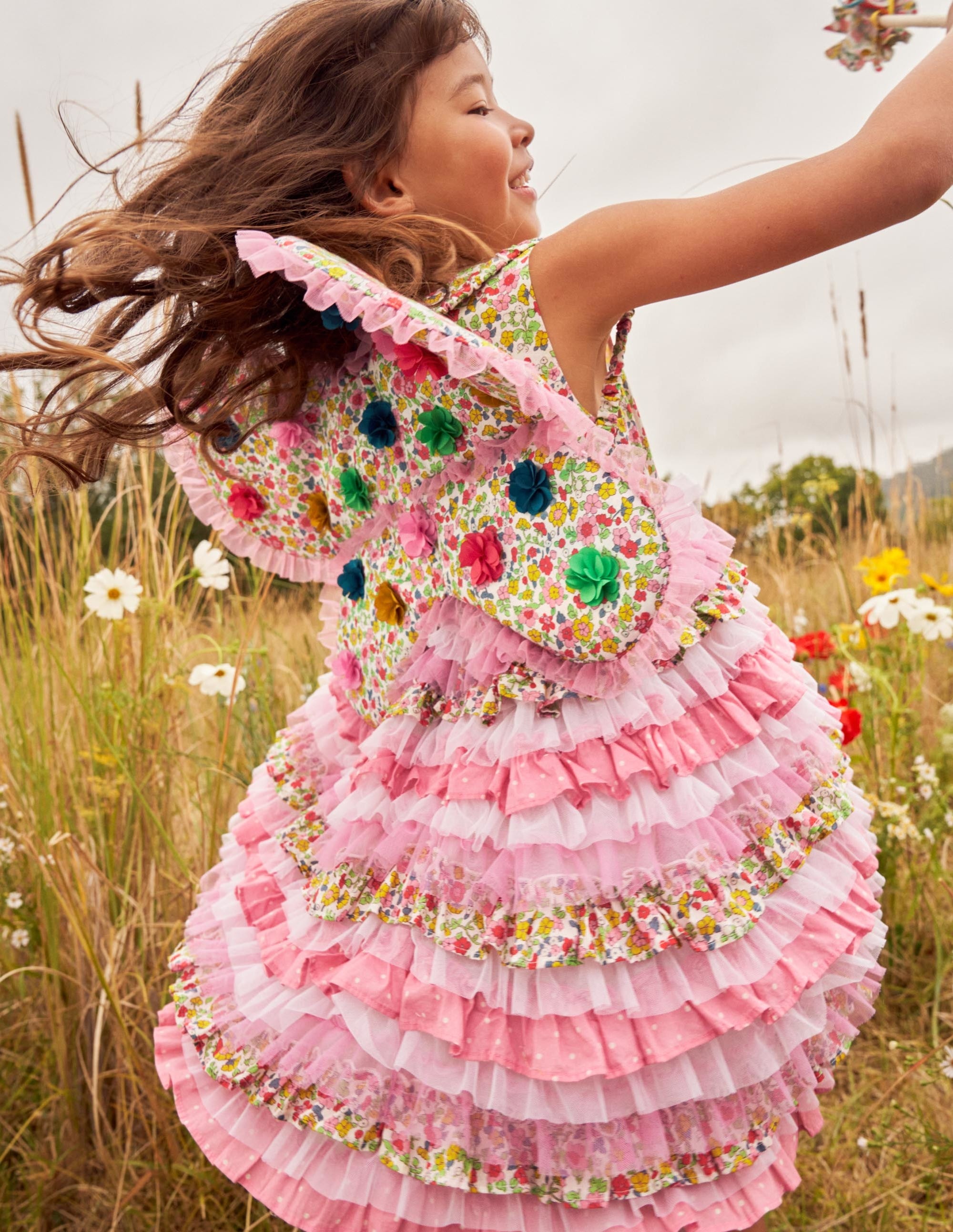 Tulle Ruffle Dress-Formica / Ivory Ditsy Floral - Image 6