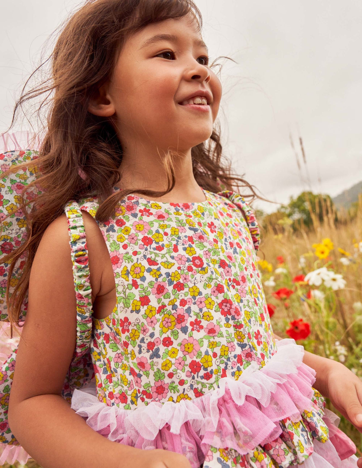 Tulle Ruffle Dress-Formica / Ivory Ditsy Floral-9