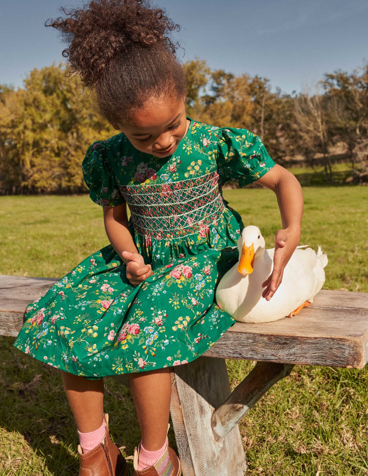 Smocked Dress-Shady Glade Green Floral-6