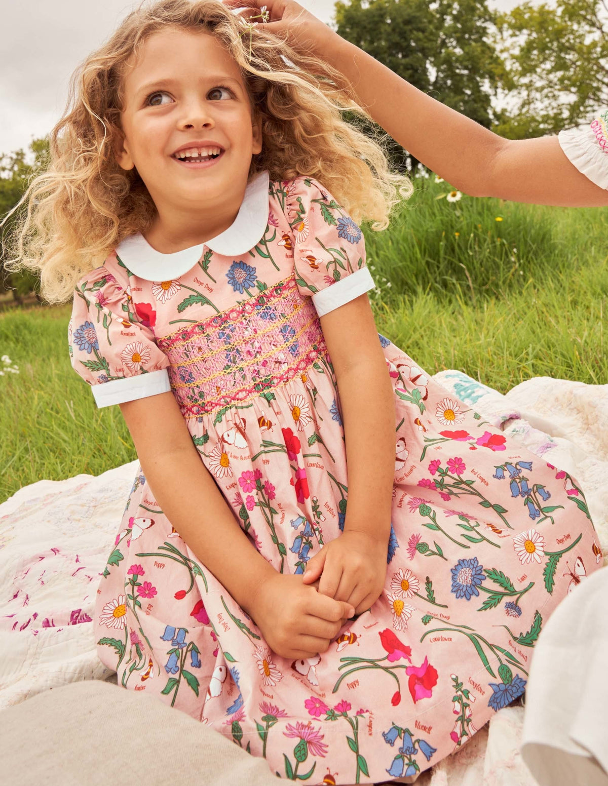 Smocked Dress-Provence Dusty Pink Flowers - Image 5