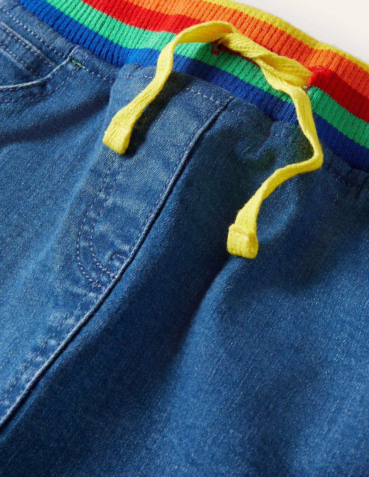 Rib Waist Denim Skirt-Mid Vintage Denim - Image 3