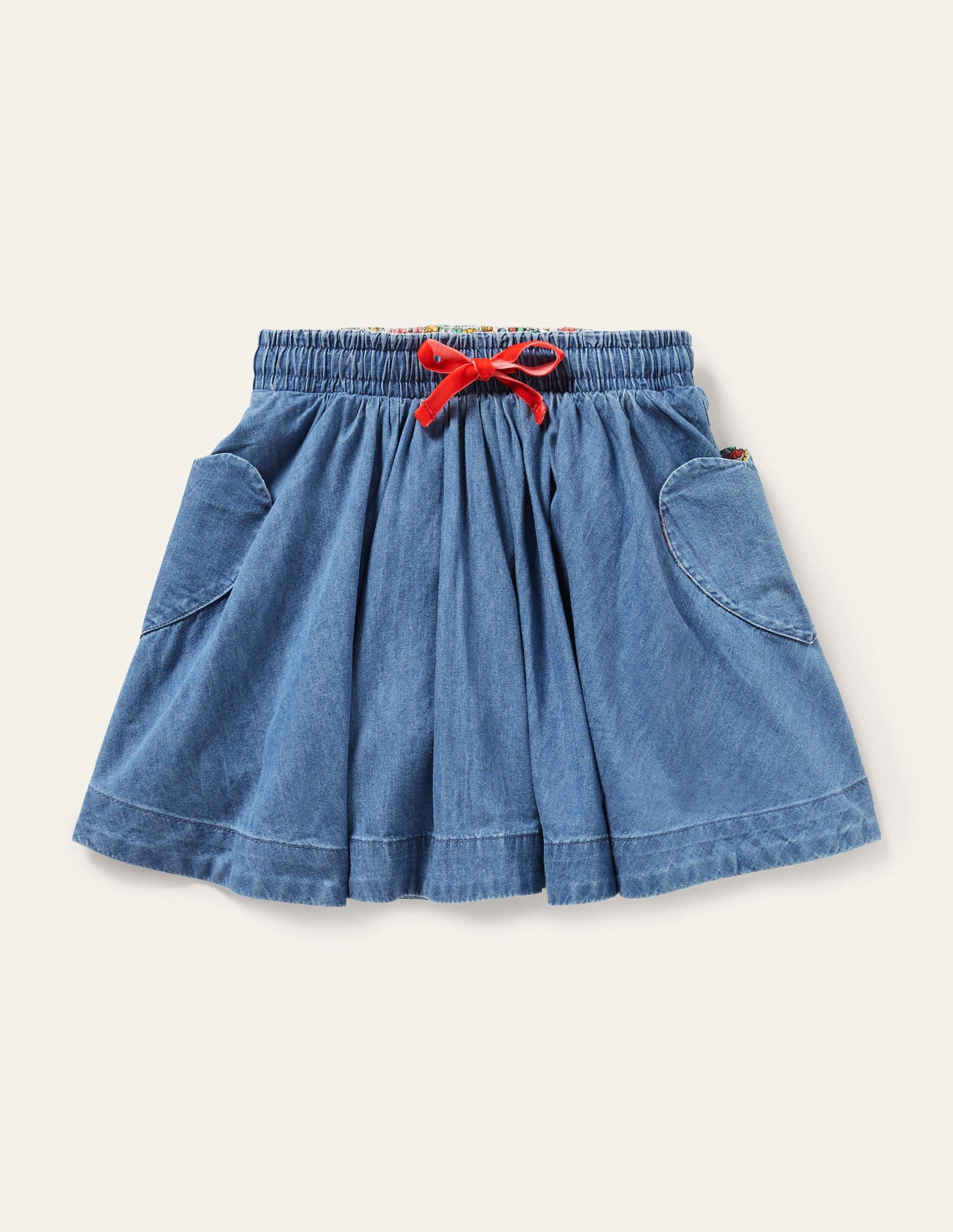 Woven Twirly Skirt-Mid Vintage Denim-1