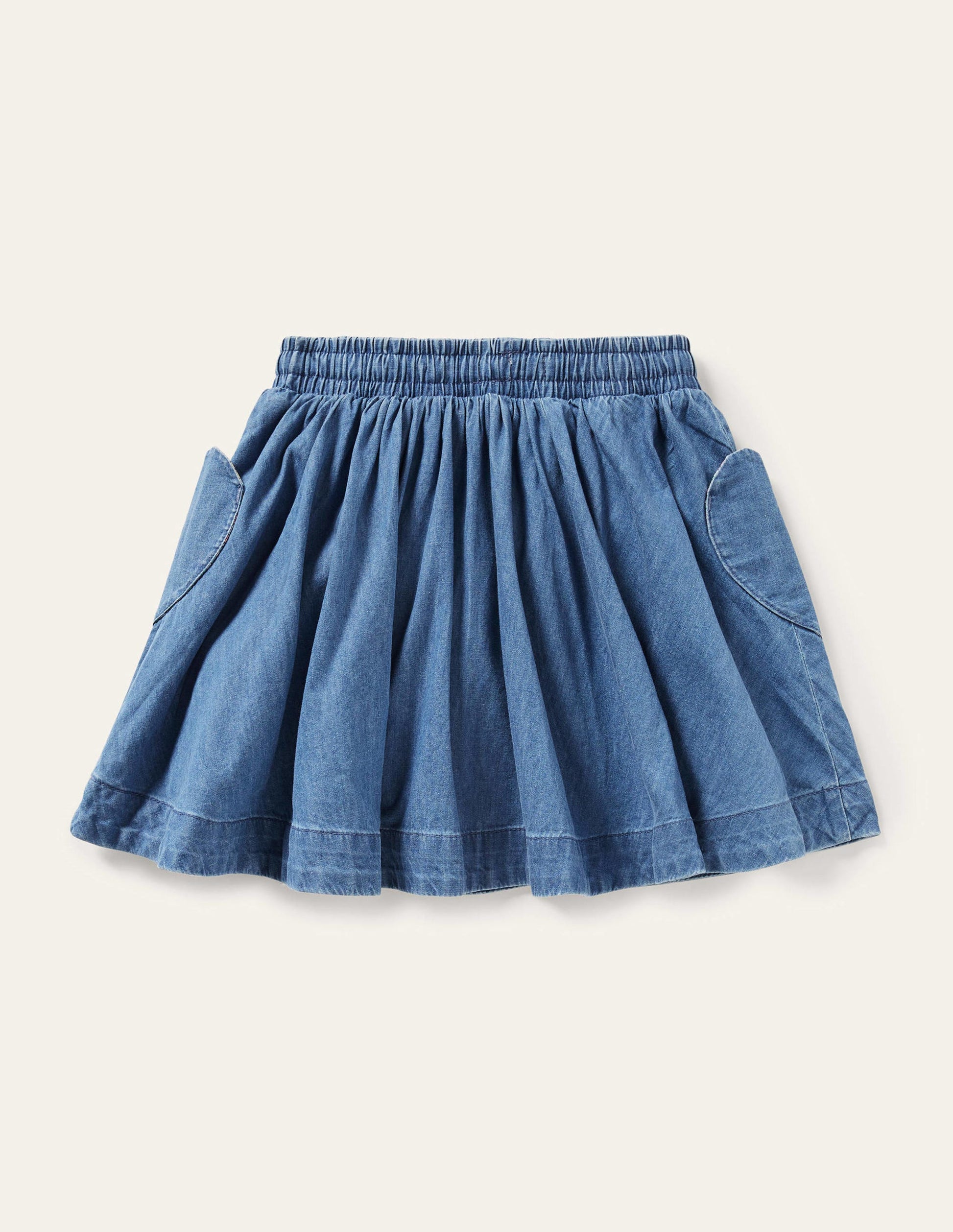 Woven Twirly Skirt-Mid Vintage Denim-2