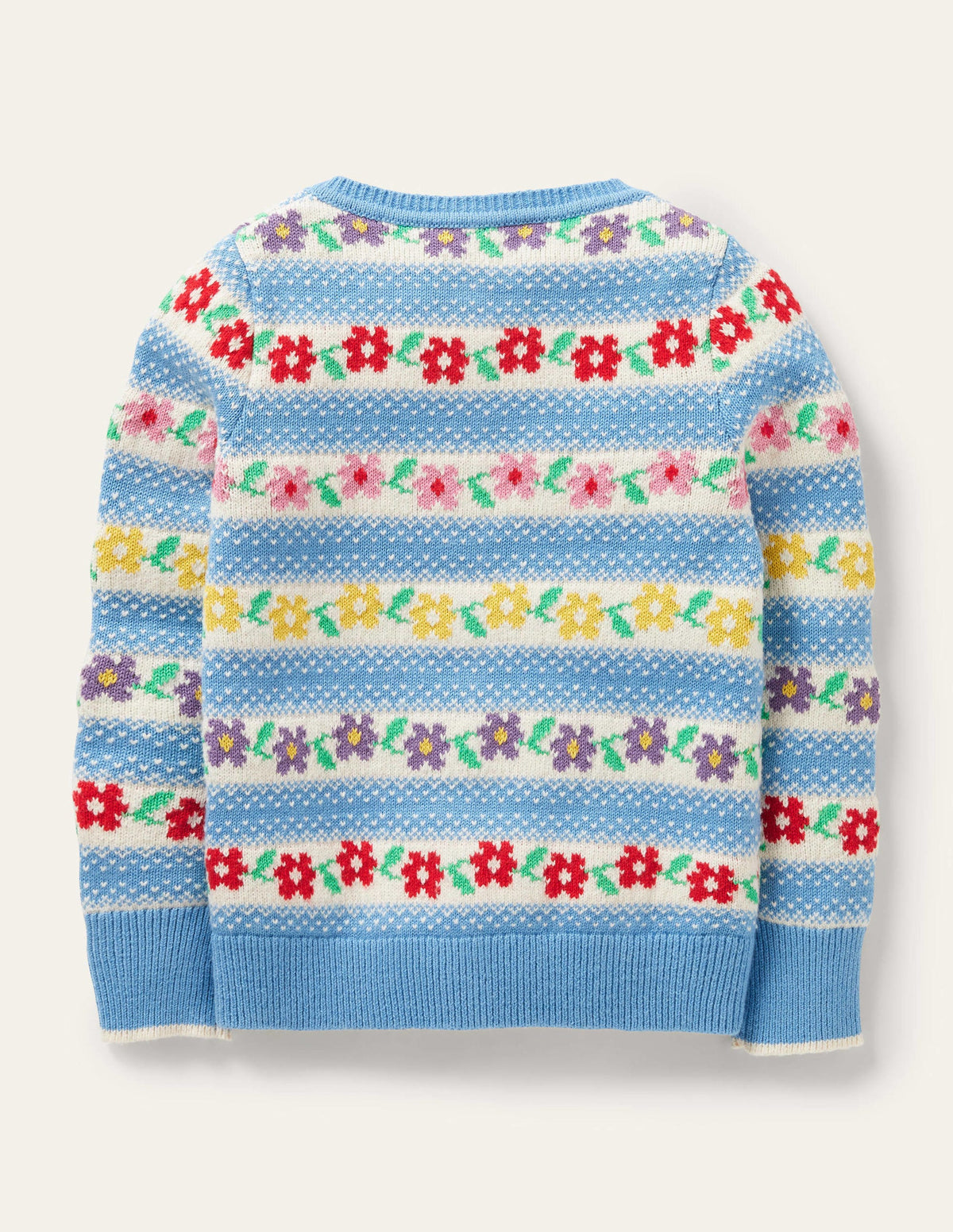 Blue Floral Fair Isle Cardigan-Blue Flower Fair Isle - Image 2