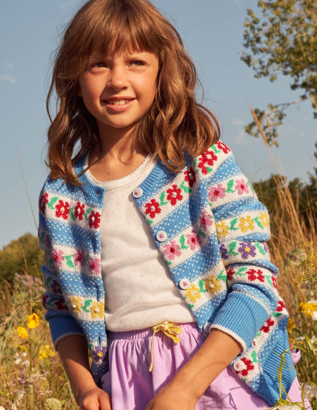 Blue Floral Fair Isle Cardigan-Blue Flower Fair Isle-6