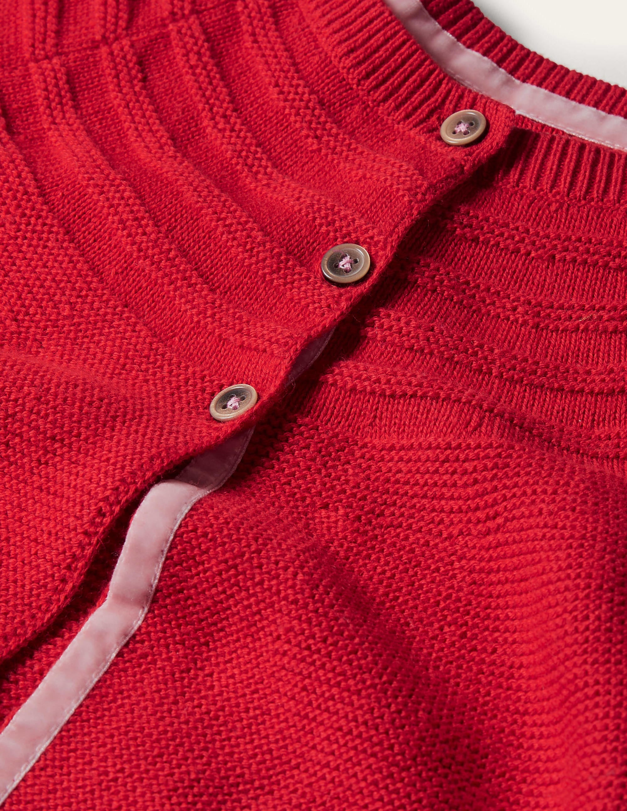 Red Cashmere Blend Cardigan-Rockabilly Red - Image 3