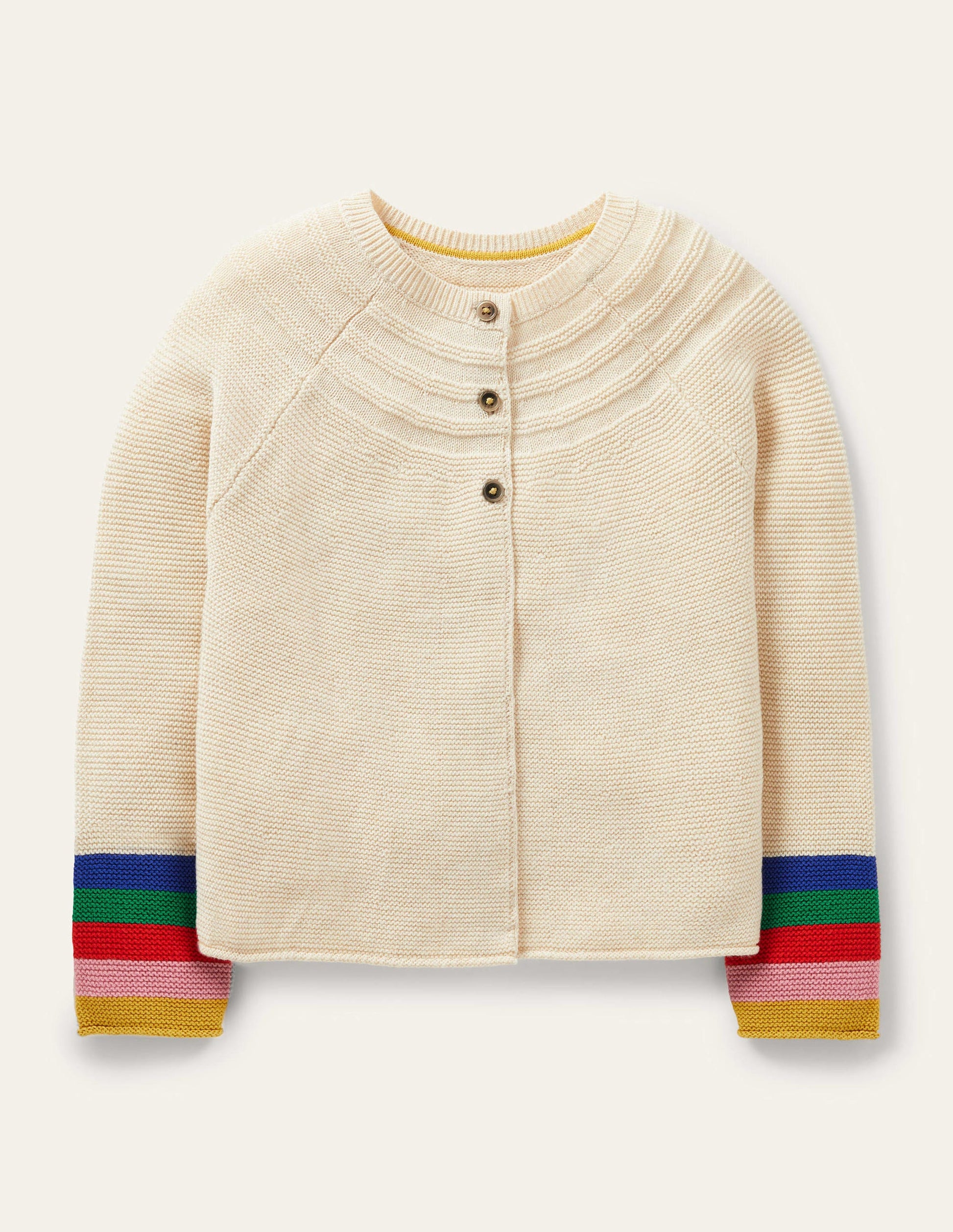 Cotton Cashmere Mix Cardigan-Ecru Rainbow-1