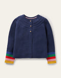 Navy Rainbow Sleeve Cashmere Blend Cardigan-College Navy Rainbow
