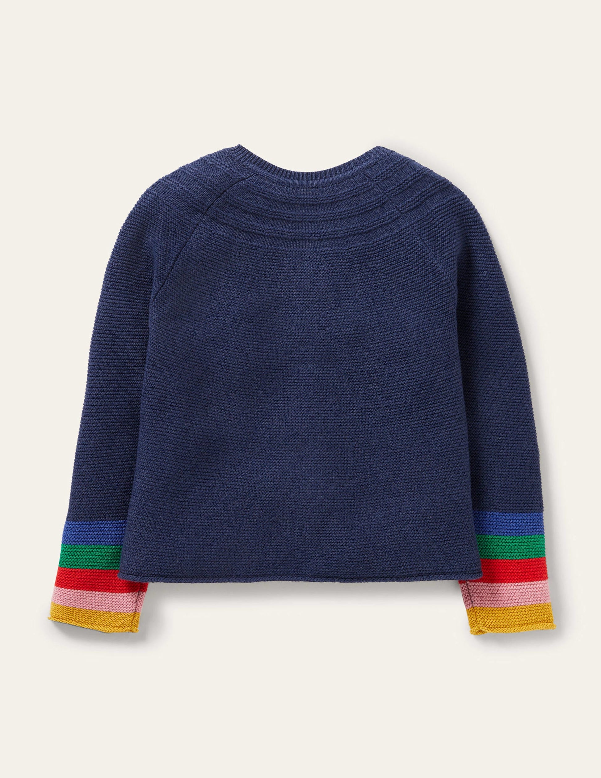 Navy Rainbow Sleeve Cashmere Blend Cardigan-College Navy Rainbow-2