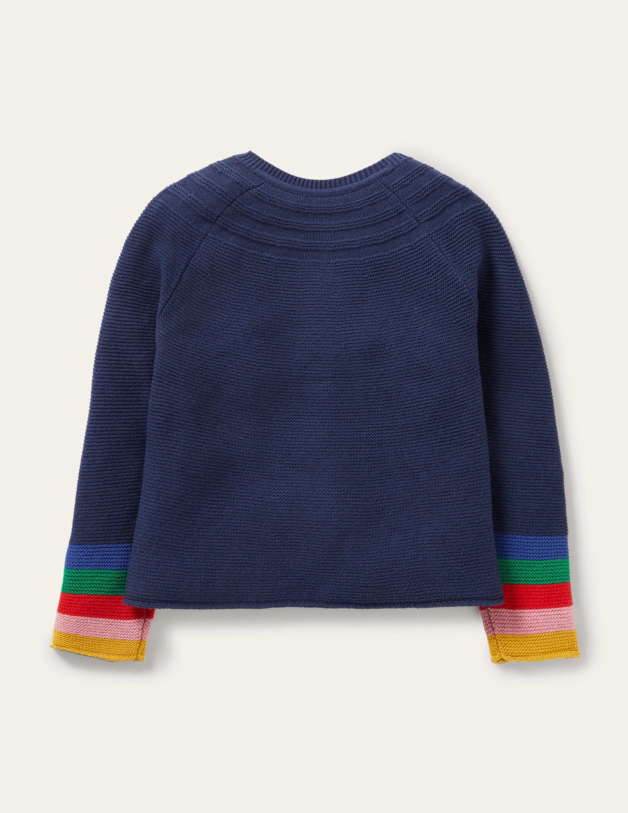Navy Rainbow Sleeve Cashmere Blend Cardigan-College Navy Rainbow - Image 2