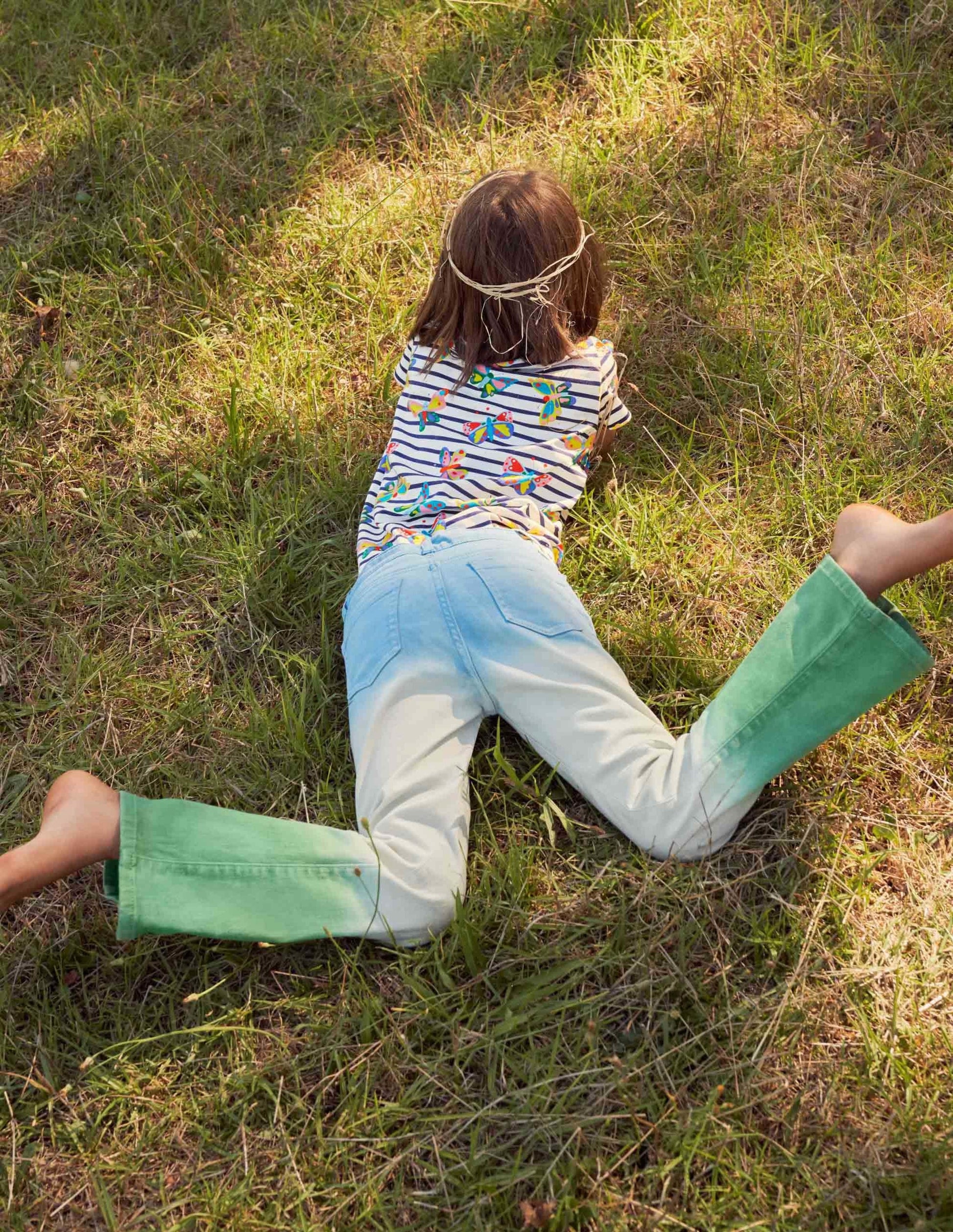 Flared Jeans-Surfboard Blue/Green Ombre-5